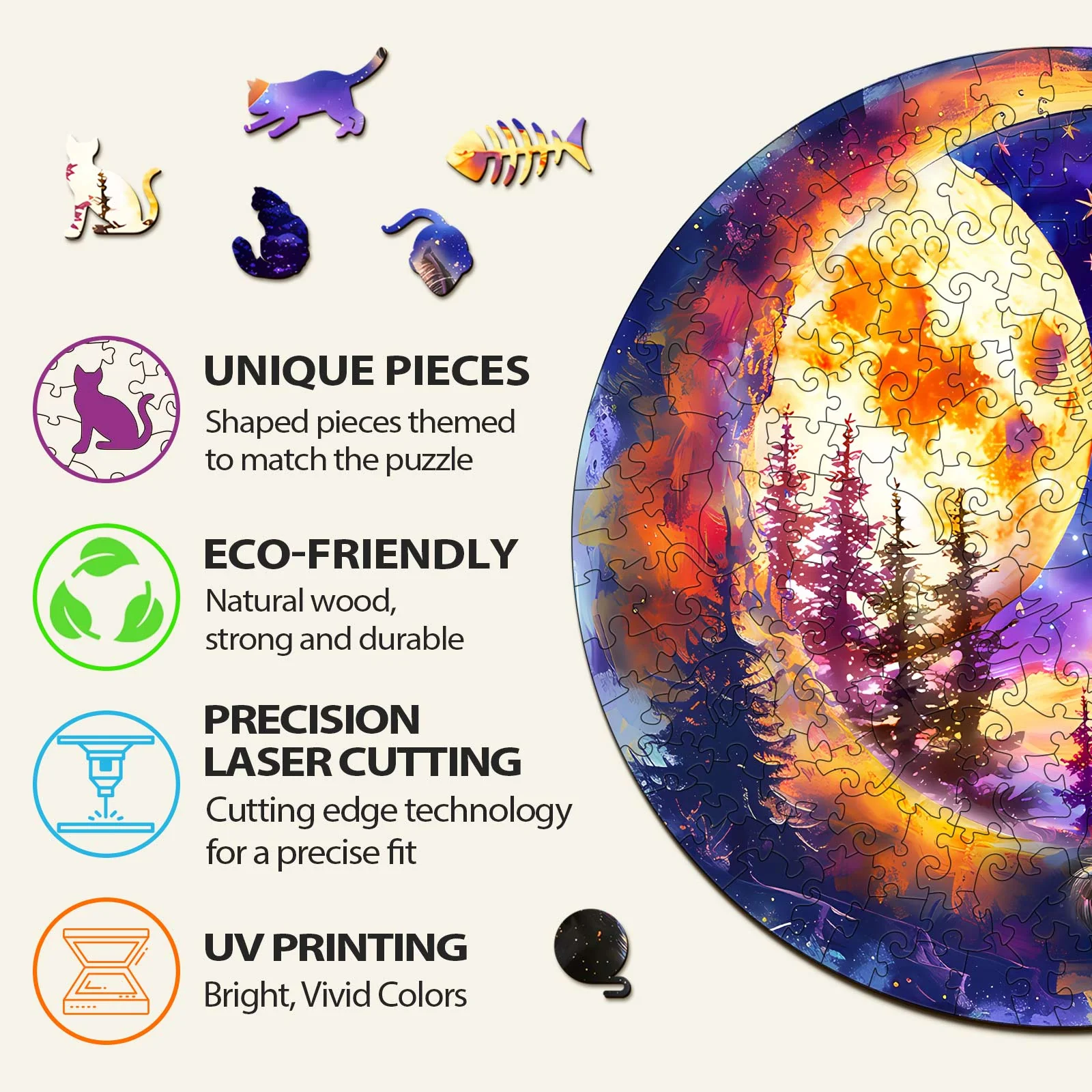 Starry Cat Wooden Jigsaw Puzzle - Image 5