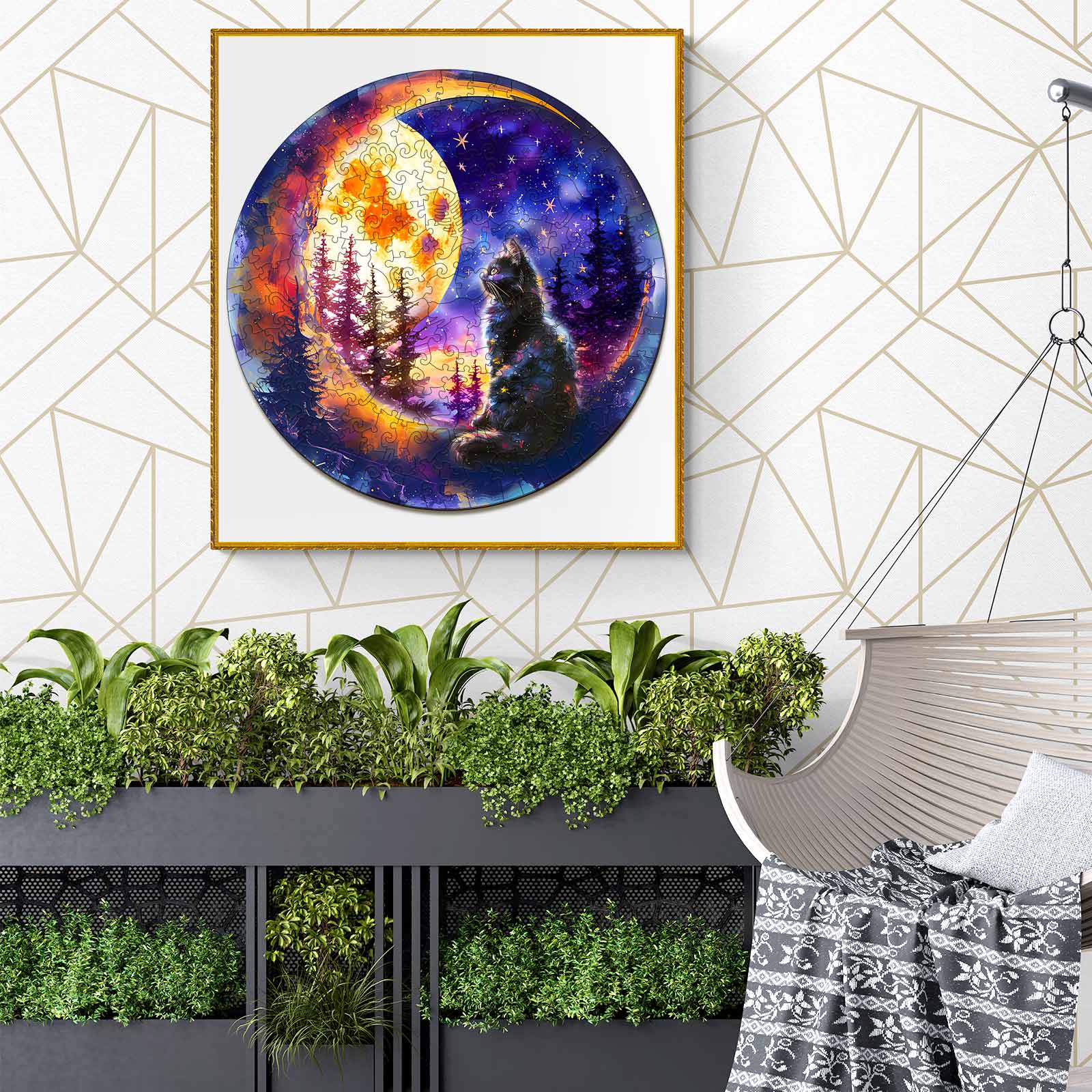 Starry Cat Wooden Jigsaw Puzzle - Image 8