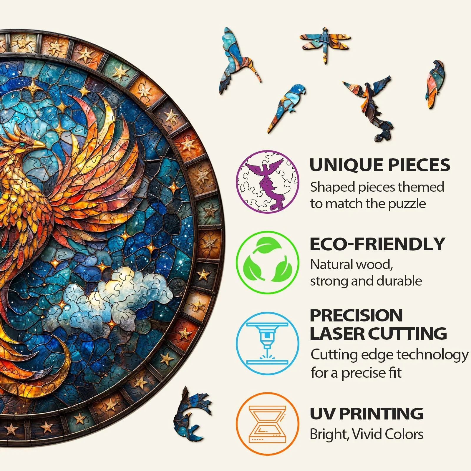 Starry Sky Phoenix Wooden Jigsaw Puzzle - Image 5