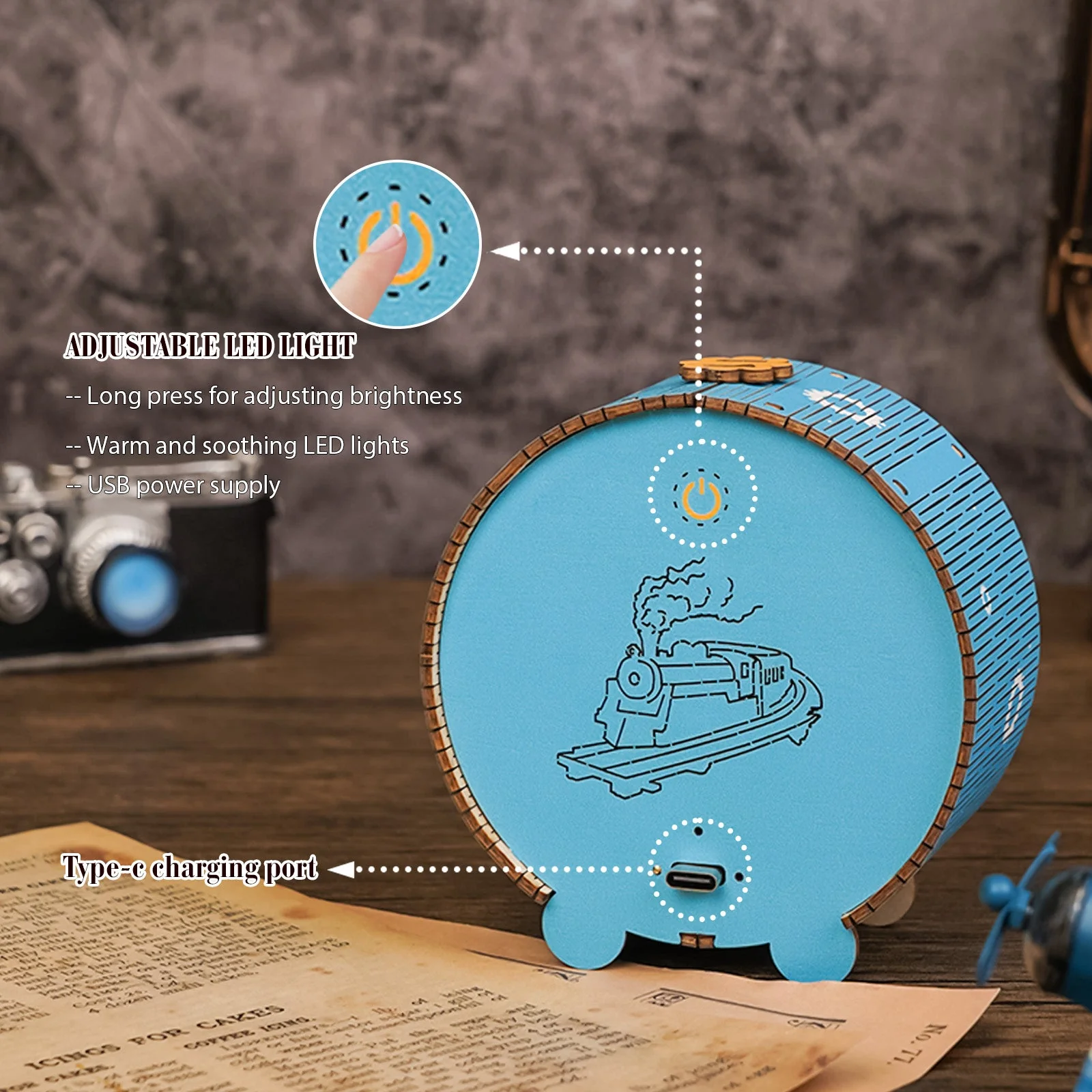 Steam Train Kit - 3D Wooden Puzzle Night Light - Image 5