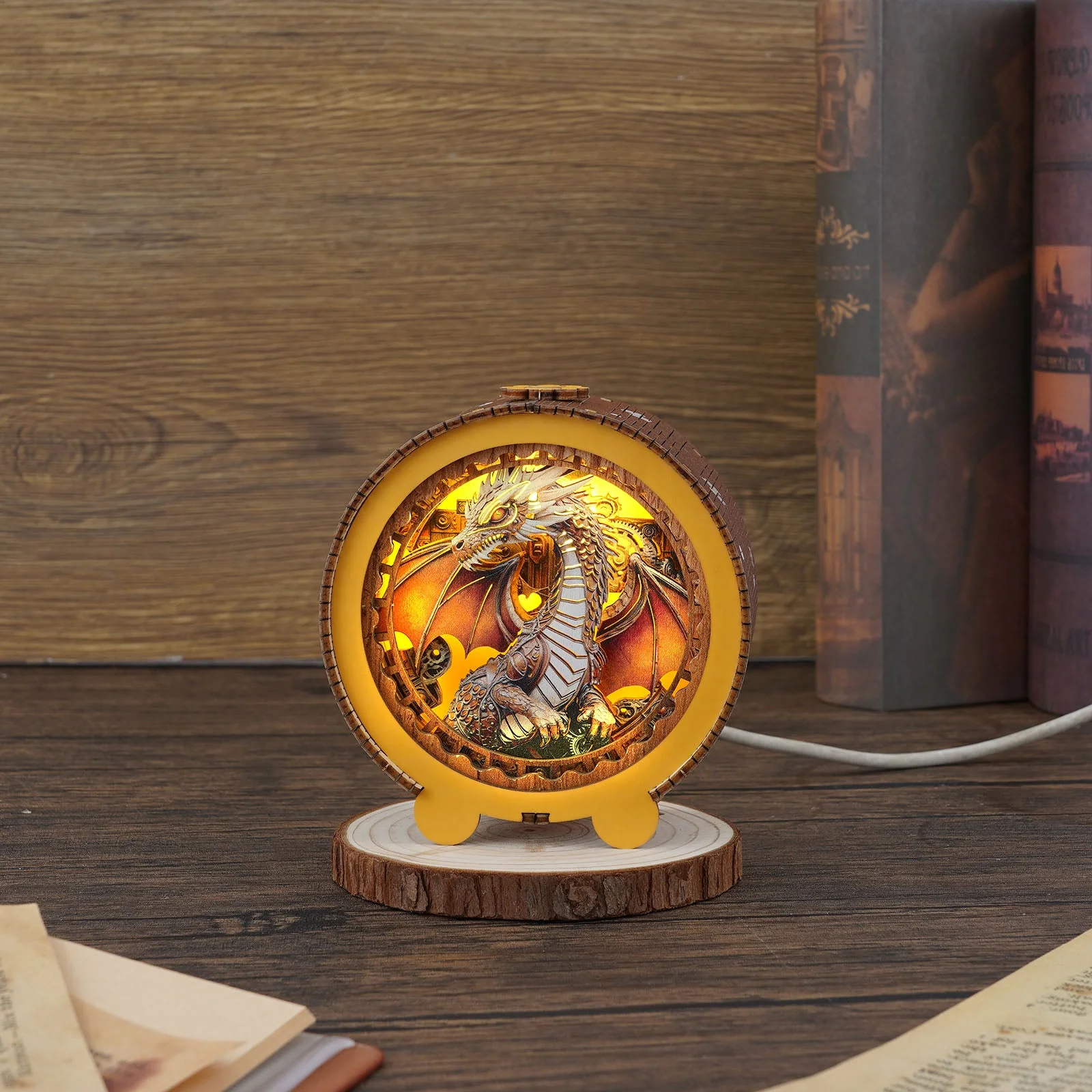 Steampunk Dragon Kit - 3D Wooden Puzzle Night Light - Image 5