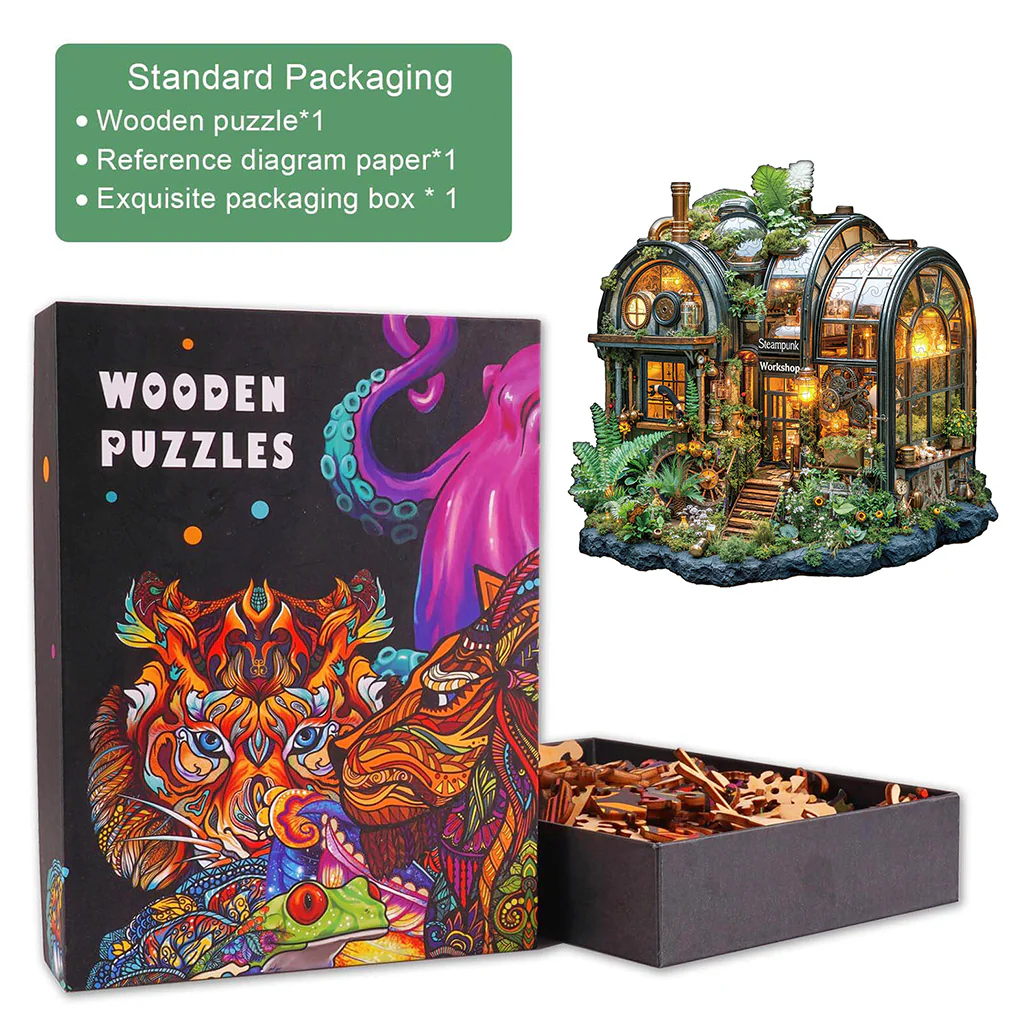 Steampunk greenhouse Wooden Jigsaw Puzzle - Image 6