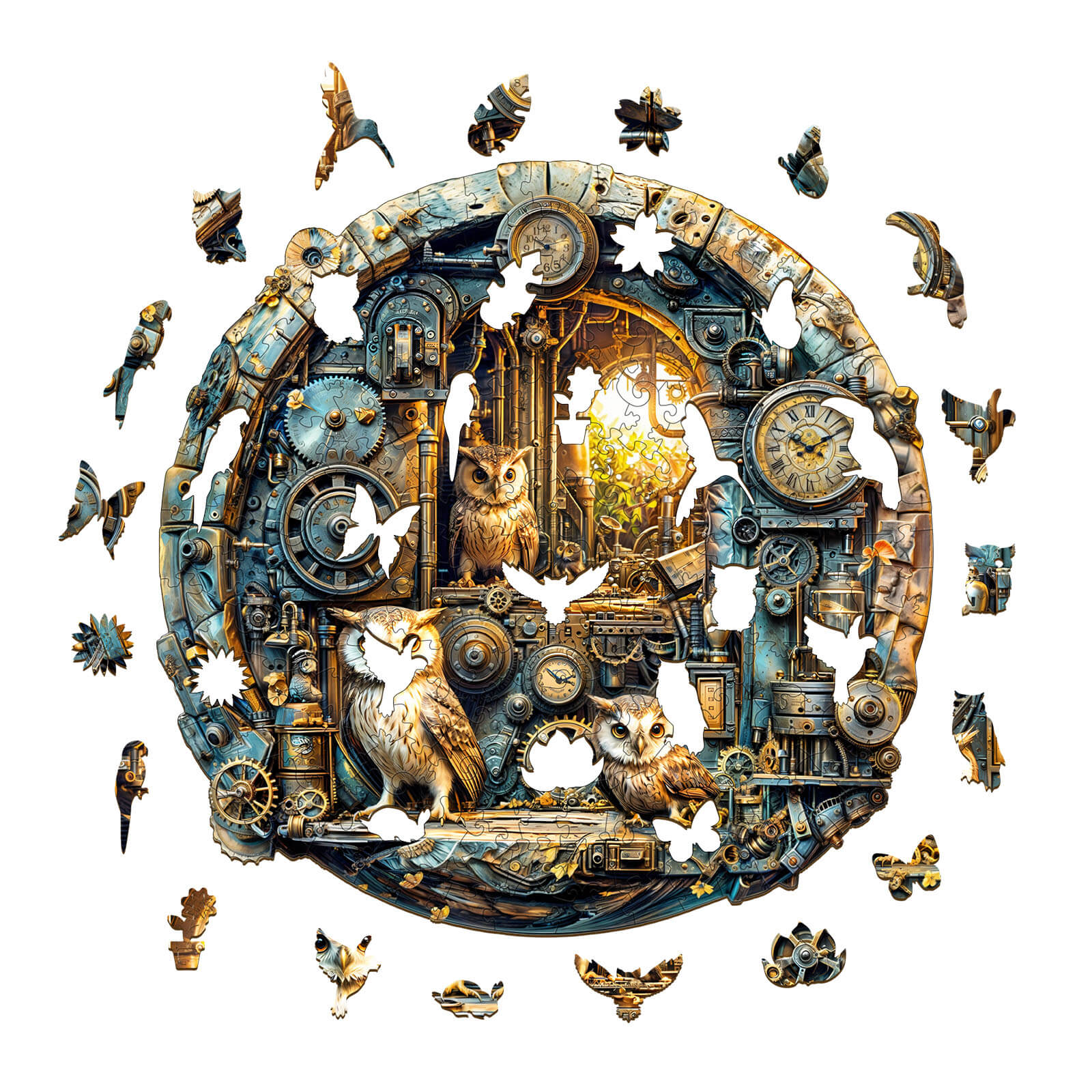 Steampunk Owl Wooden Jigsaw Puzzle - Image 3