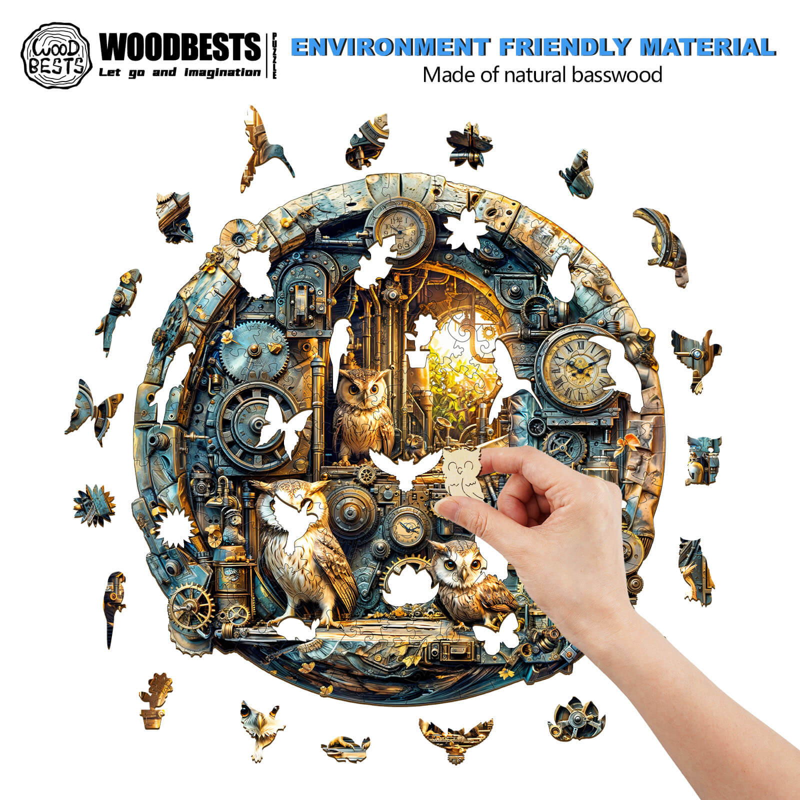 Steampunk Owl Wooden Jigsaw Puzzle - Image 5