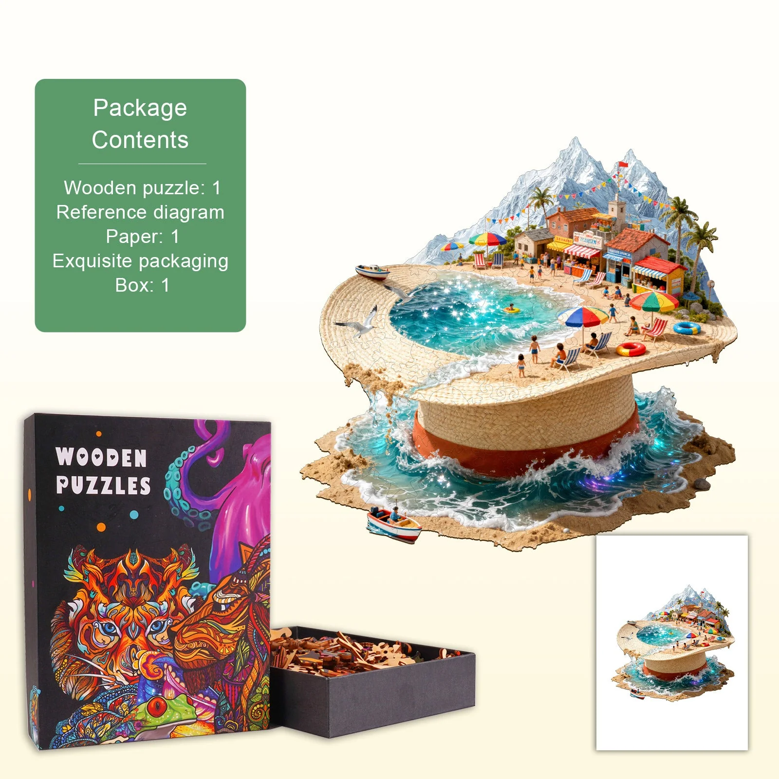 Straw Hat Shore Wooden Jigsaw Puzzle - Image 3