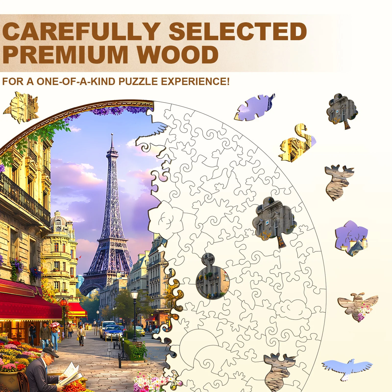 Street scenes of Paris Wooden Jigsaw Puzzle - Image 2