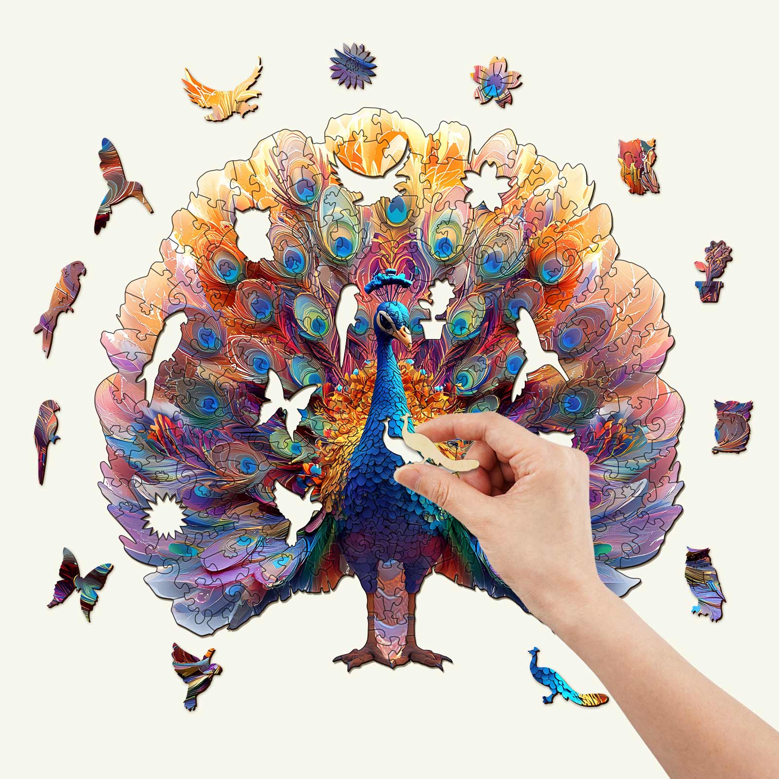 Striking Peacock Wooden Jigsaw Puzzle - Image 2