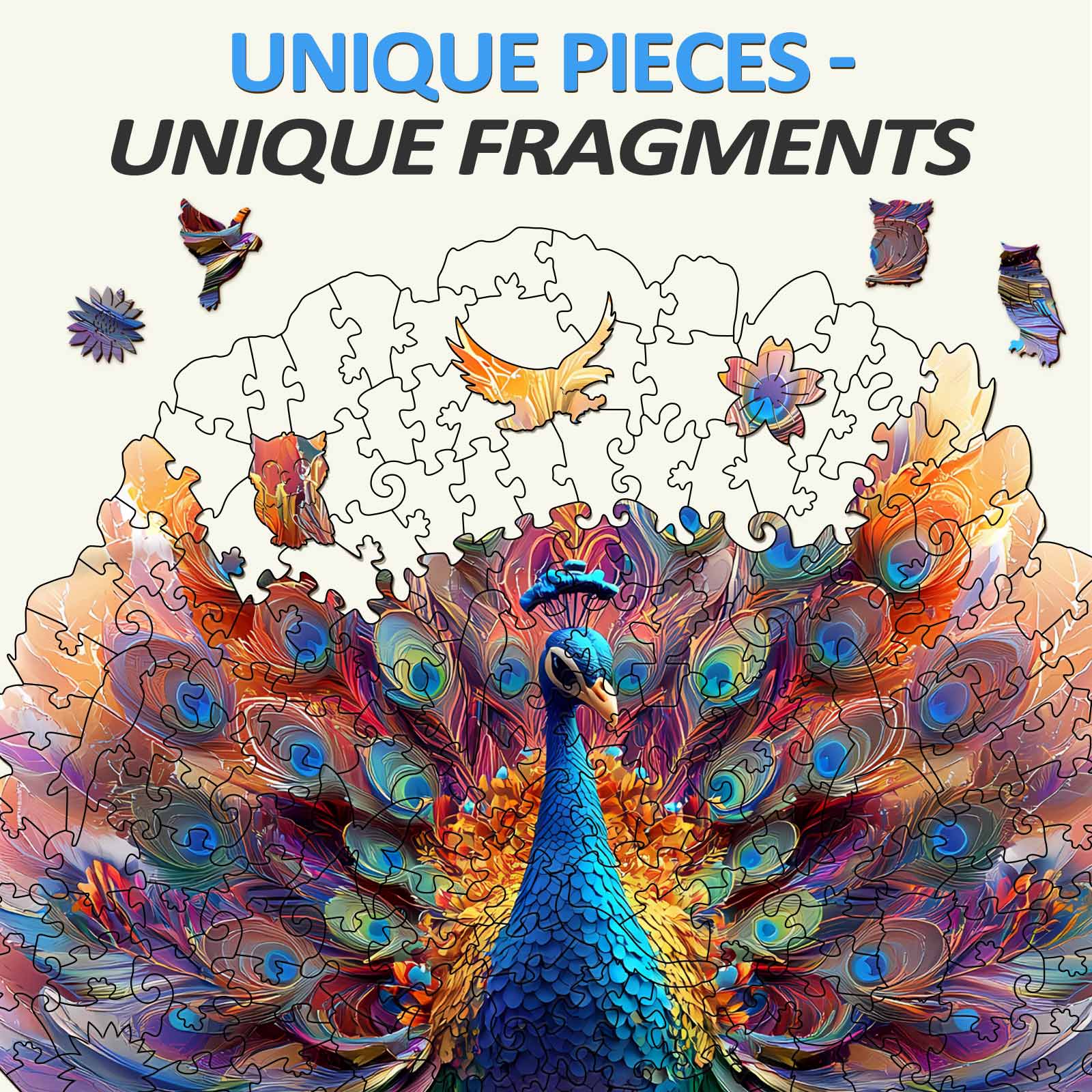 Striking Peacock Wooden Jigsaw Puzzle - Image 3