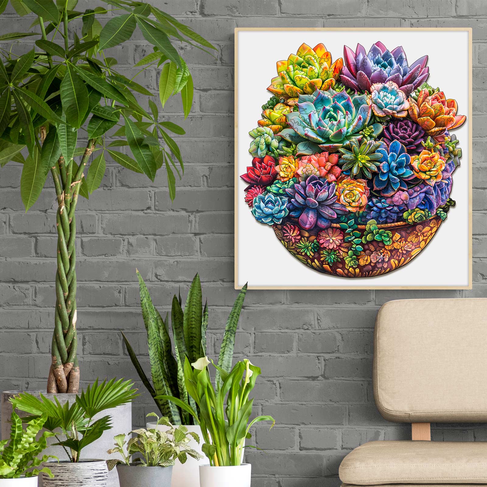 Succulent in pot Wooden Jigsaw Puzzle - Image 10