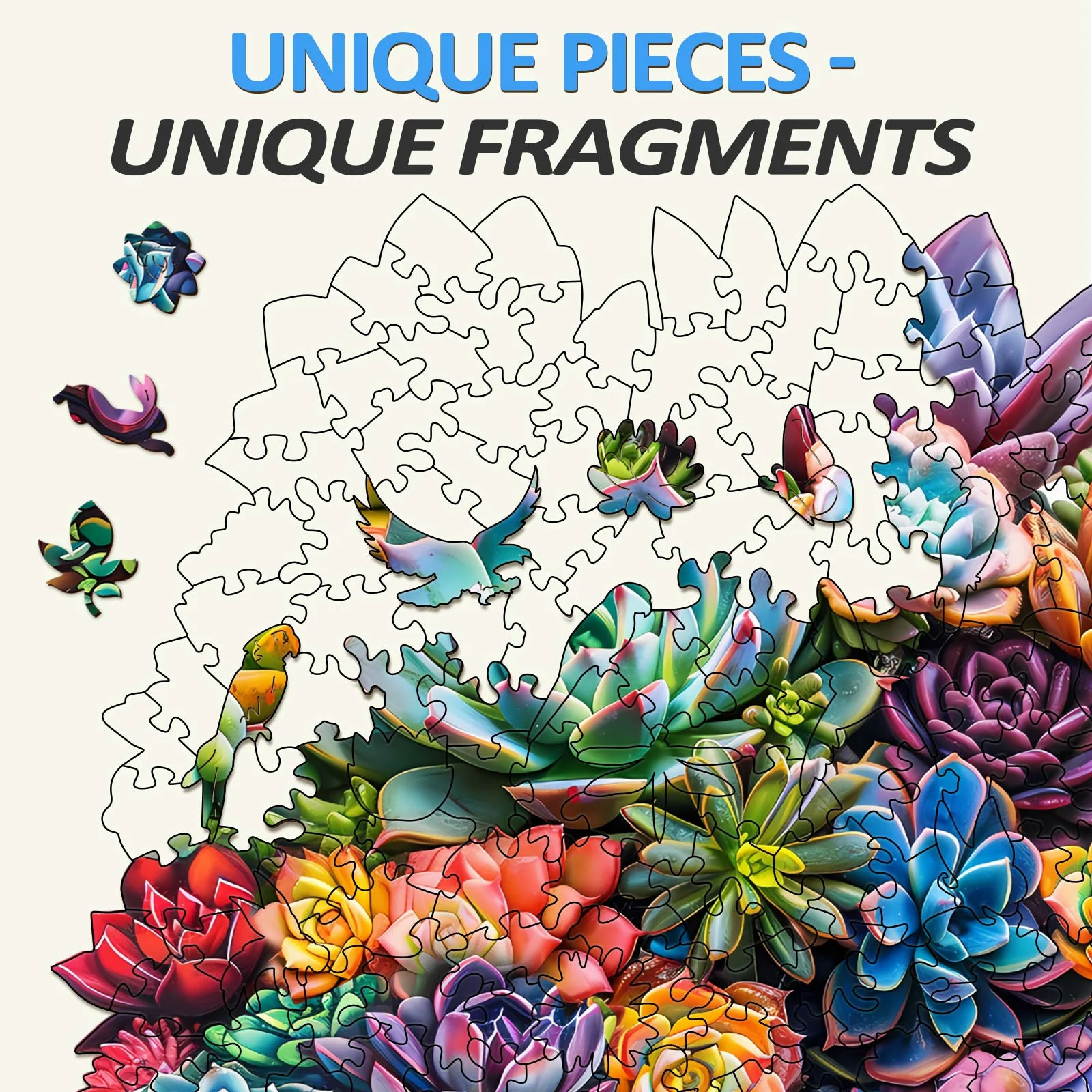 Succulent in pot Wooden Jigsaw Puzzle - Image 3