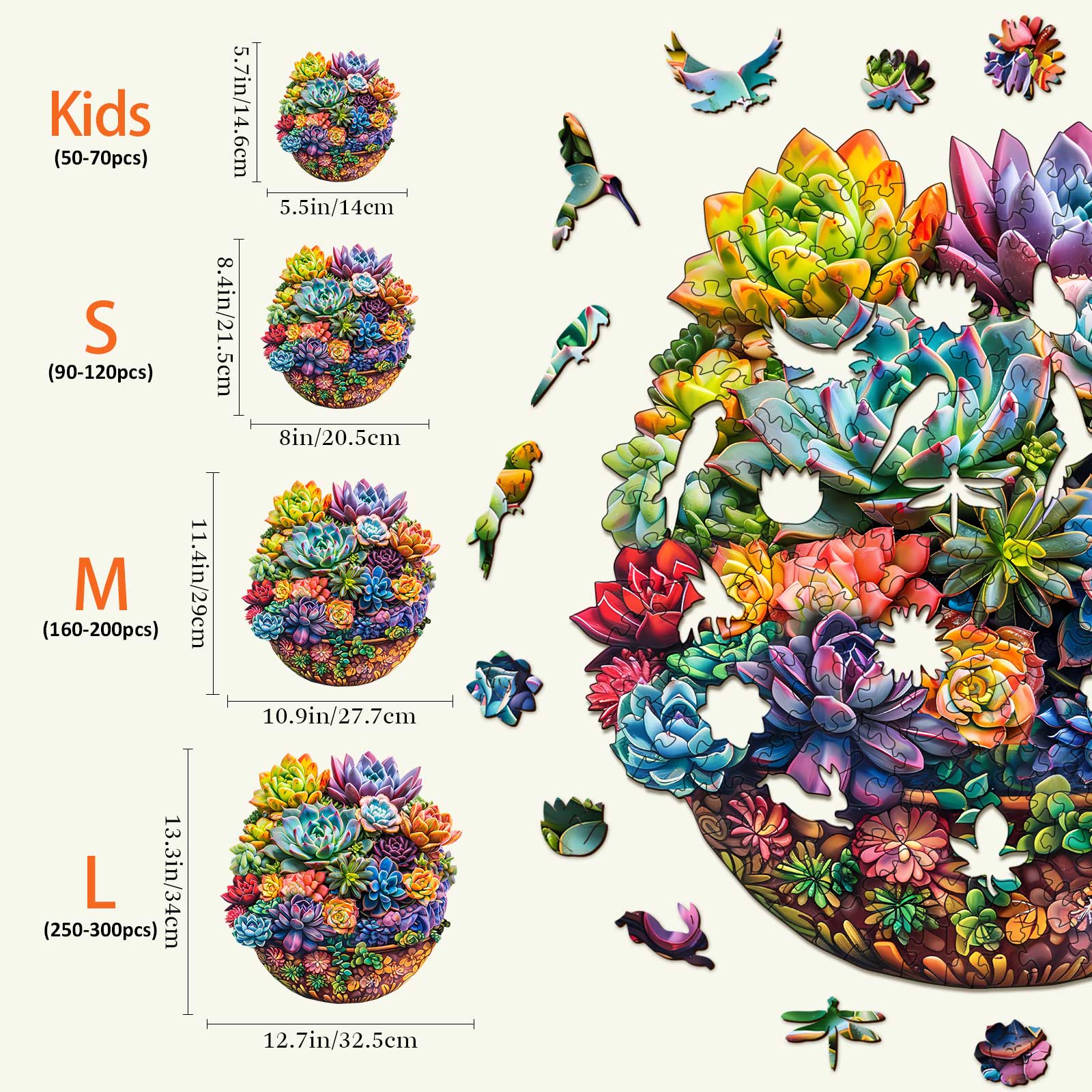 Succulent in pot Wooden Jigsaw Puzzle - Image 4