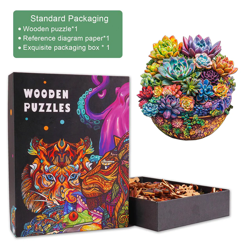 Succulent in pot Wooden Jigsaw Puzzle - Image 6