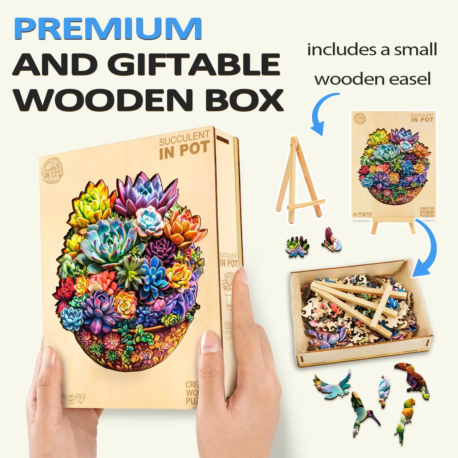 Succulent in pot Wooden Jigsaw Puzzle - Image 7