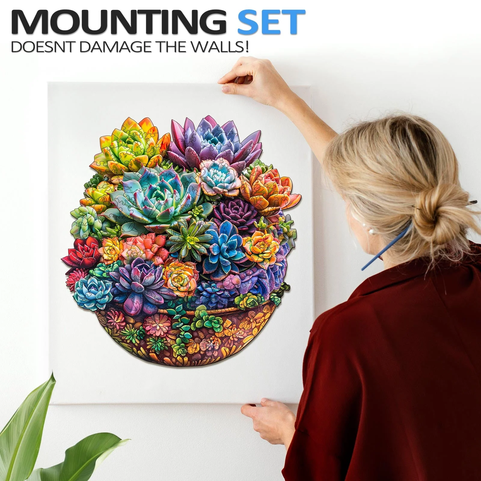 Succulent in pot Wooden Jigsaw Puzzle - Image 9