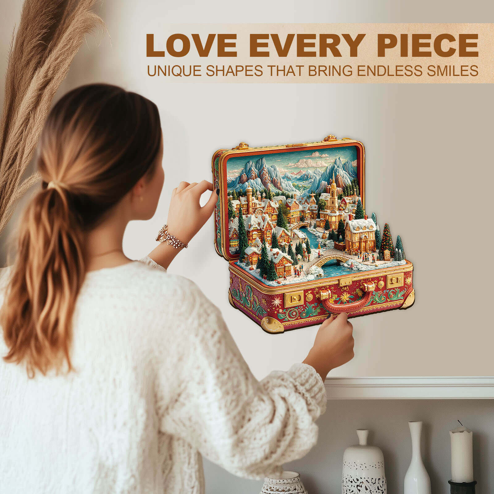 Suitcase Scenery-Christmas Wooden Jigsaw Puzzle - Image 11