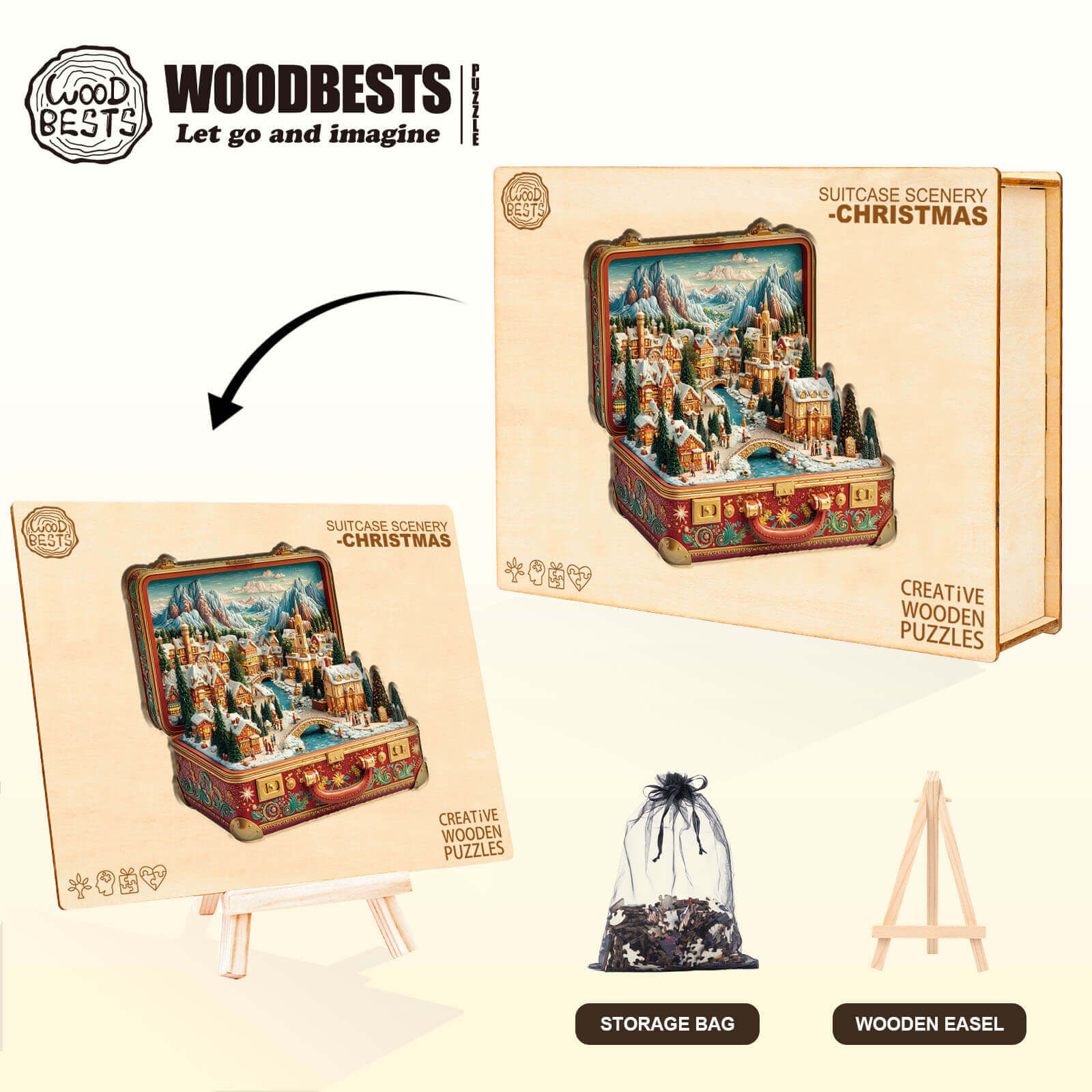 Suitcase Scenery-Christmas Wooden Jigsaw Puzzle - Image 5