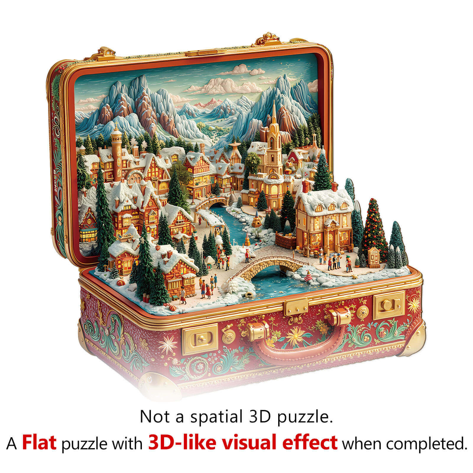 Suitcase Scenery-Christmas Wooden Jigsaw Puzzle - Image 9