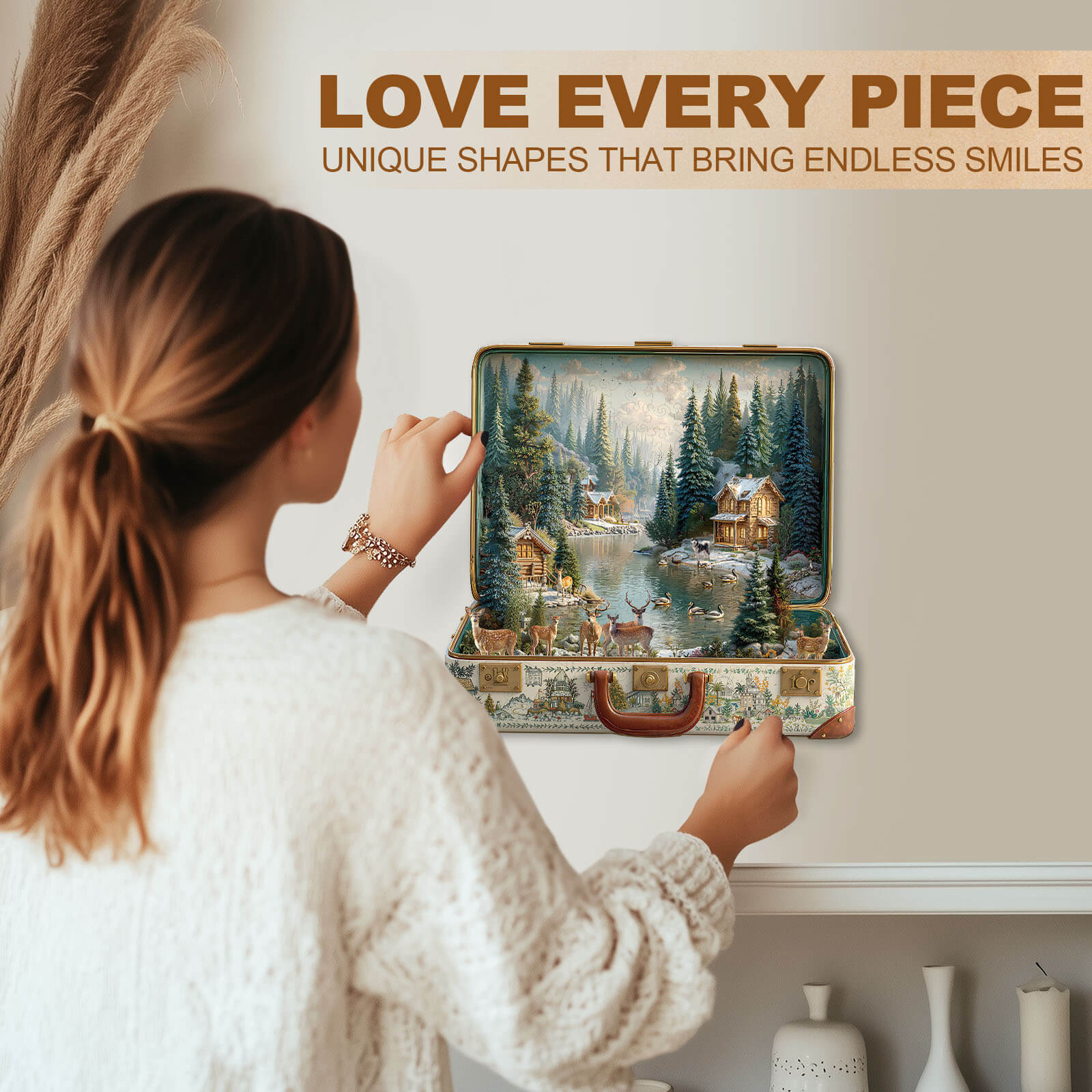 Suitcase scenery-Nordic forest Wooden Jigsaw Puzzle - Image 10