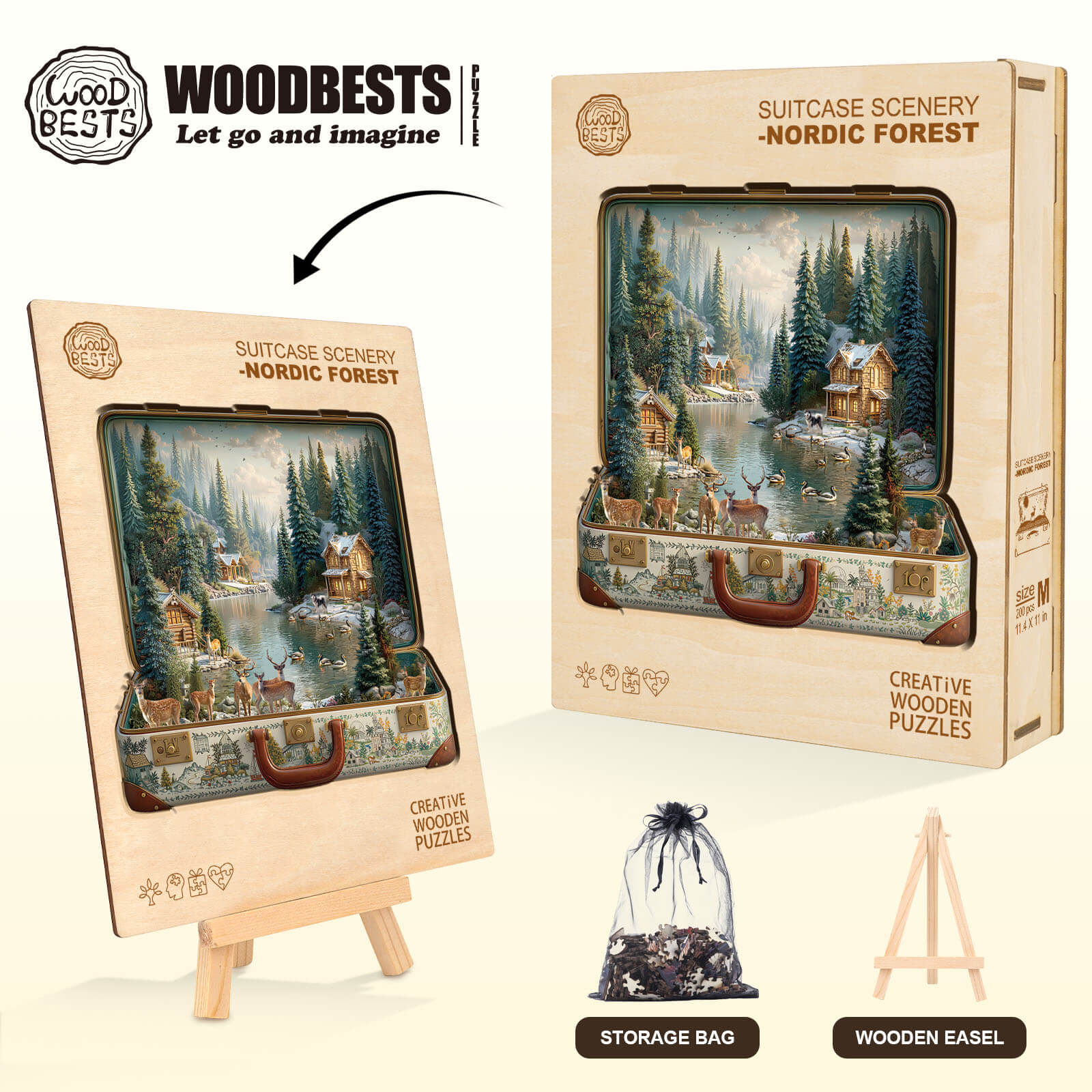 Suitcase scenery-Nordic forest Wooden Jigsaw Puzzle - Image 6