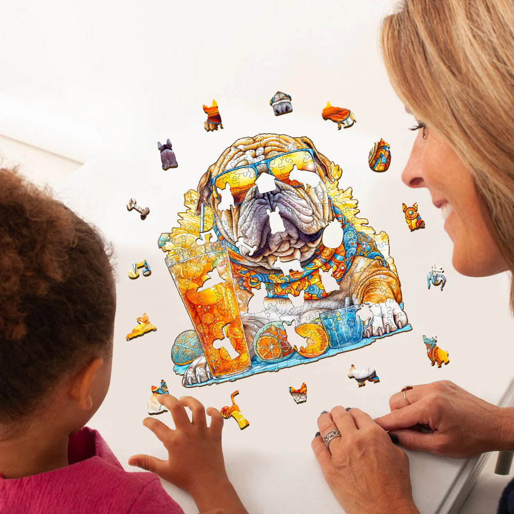 Summer Bulldog-1 Wooden Jigsaw Puzzle - Image 6
