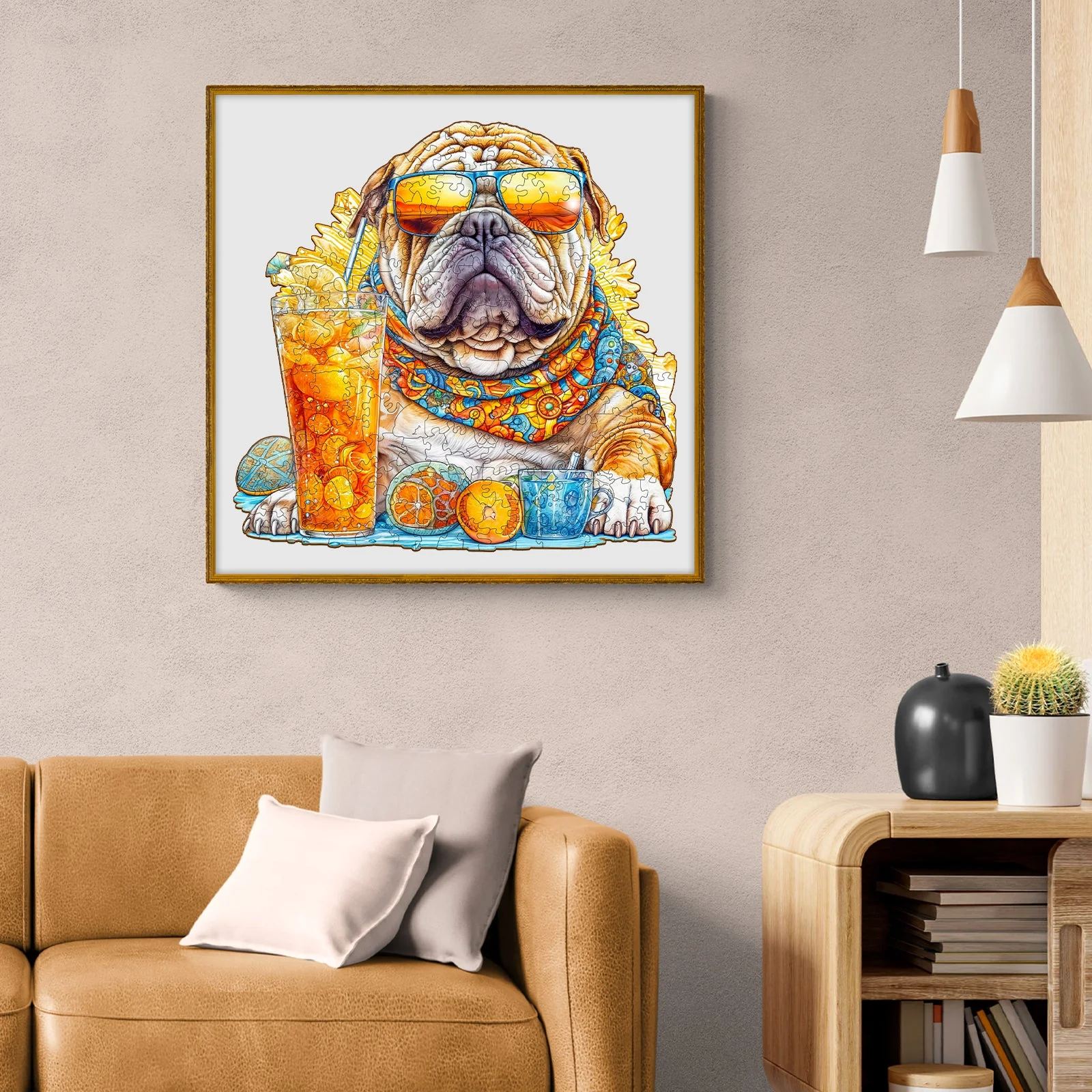 Summer Bulldog-1 Wooden Jigsaw Puzzle - Image 9