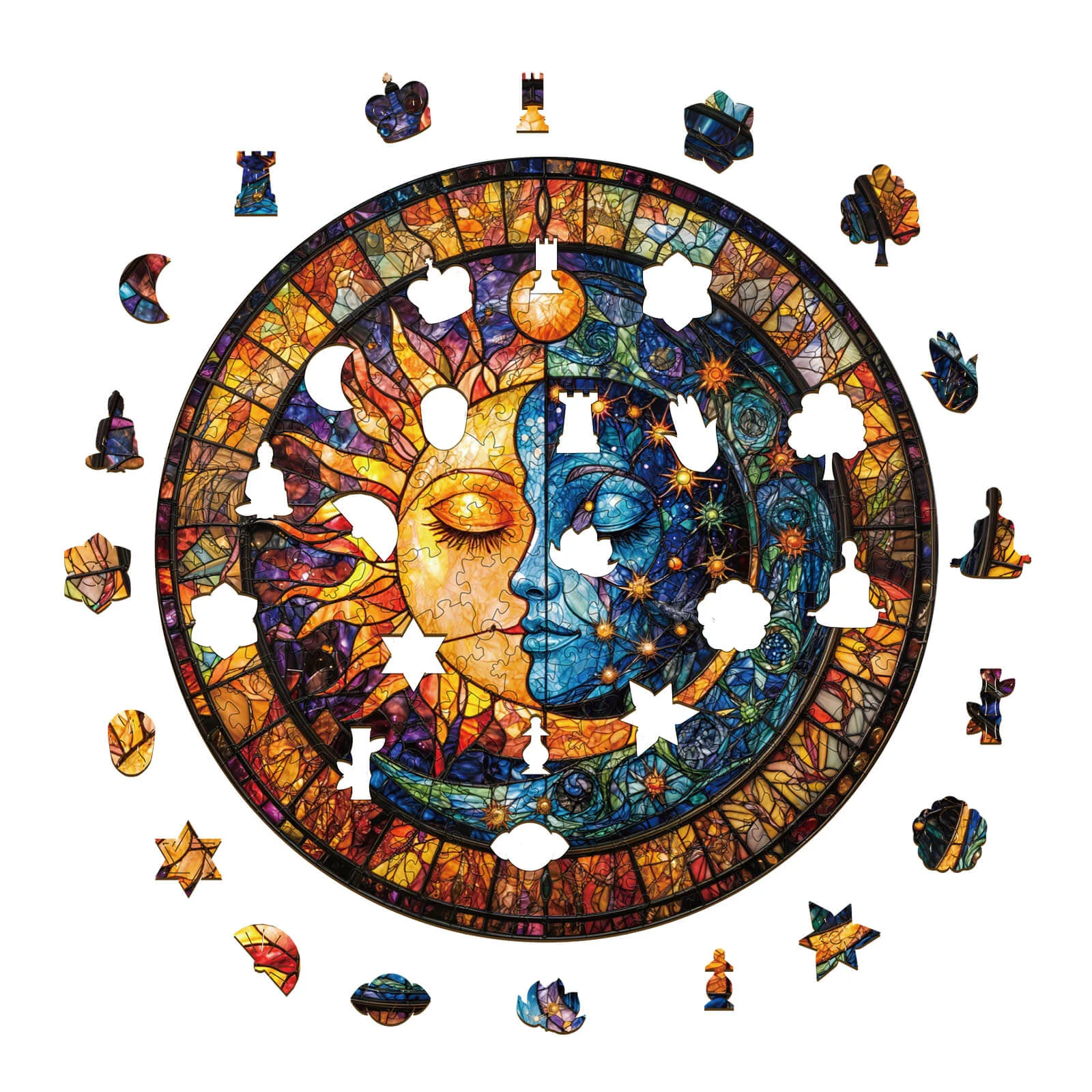 Sun and Moon Harmony Wooden Jigsaw Puzzle - Image 2