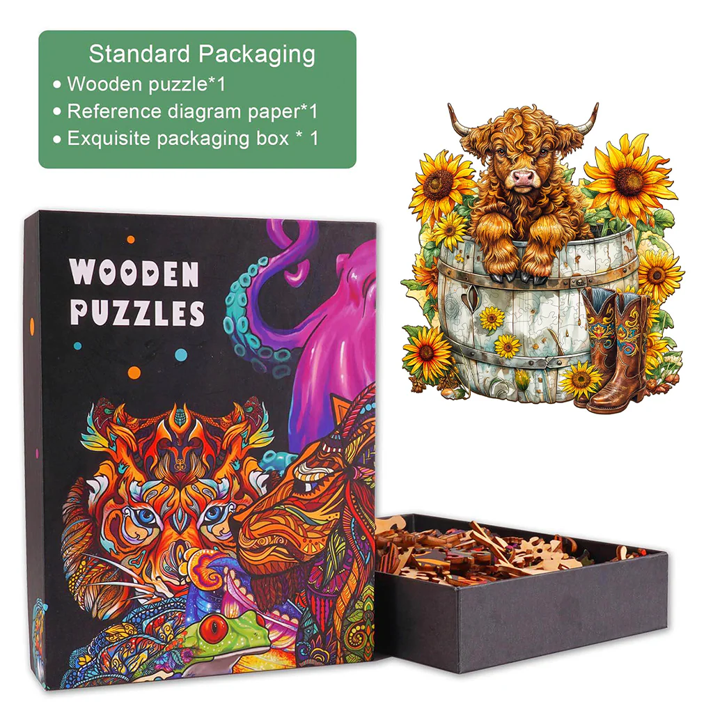 Sunflower Pasture-2 Wooden Jigsaw Puzzle - Image 6