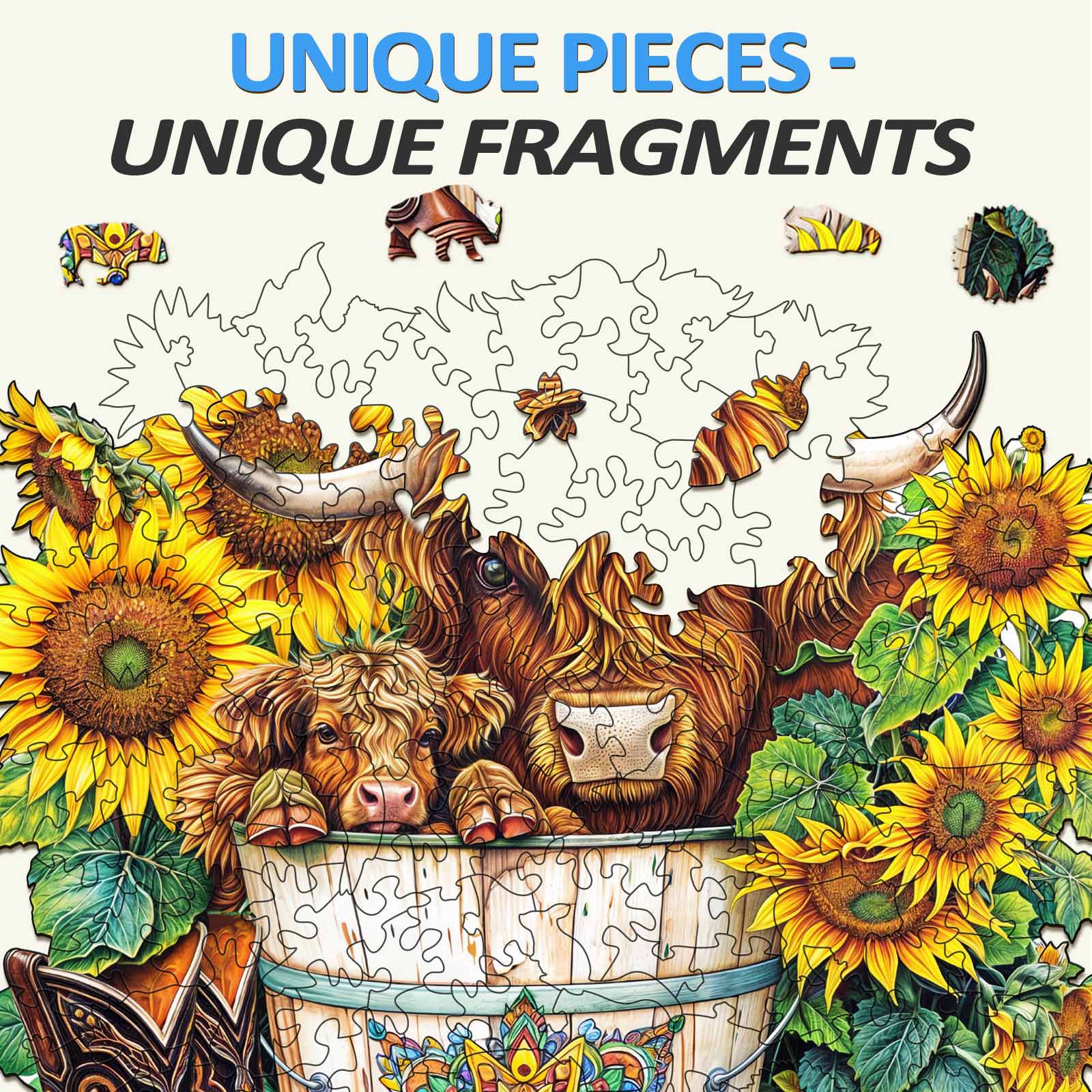 Sunflower Pasture Wooden Jigsaw Puzzle - Image 3