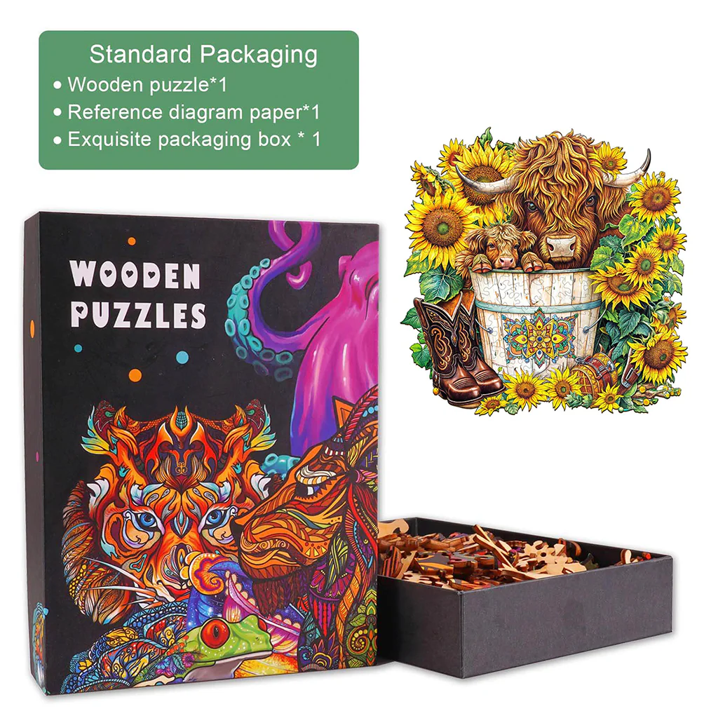 Sunflower Pasture Wooden Jigsaw Puzzle - Image 6