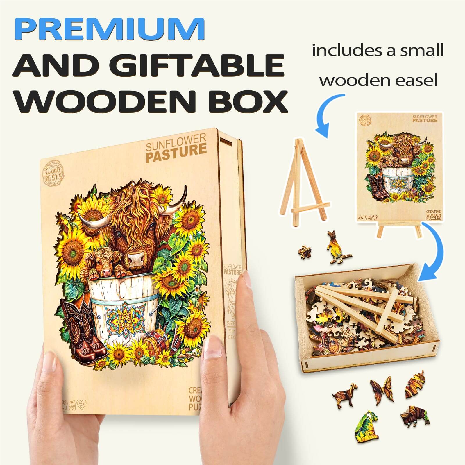 Sunflower Pasture Wooden Jigsaw Puzzle - Image 7