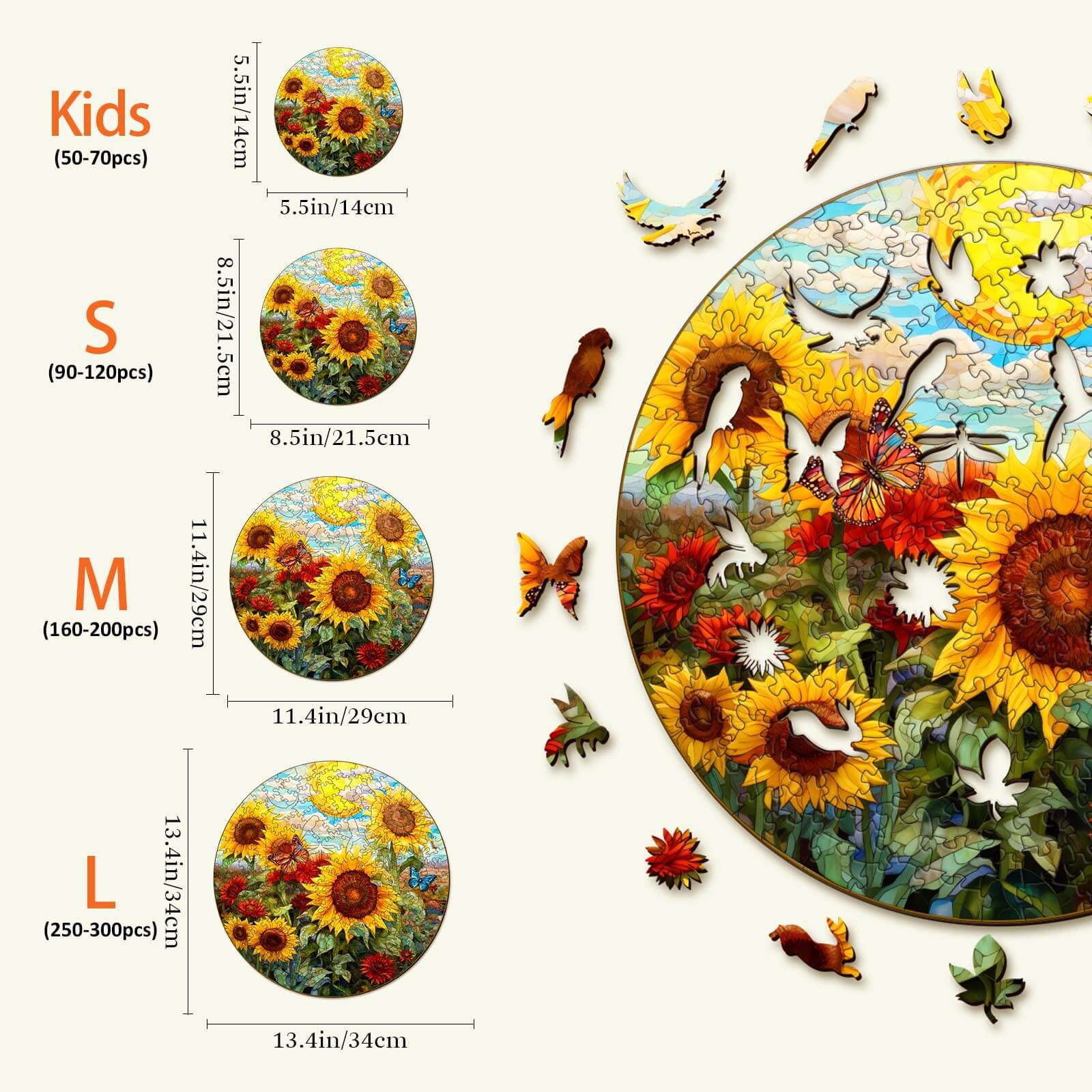 Sunflower Sonata Wooden Jigsaw Puzzle - Image 4