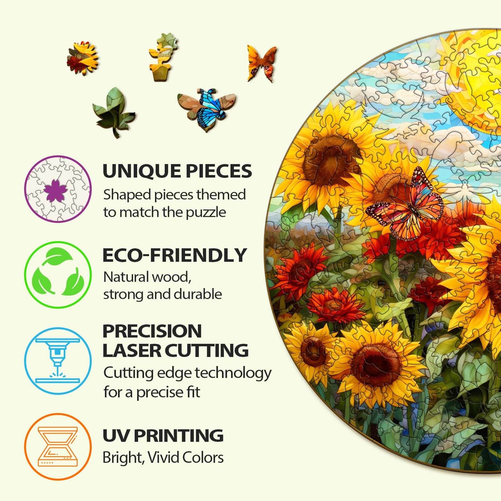 Sunflower Sonata Wooden Jigsaw Puzzle - Image 5
