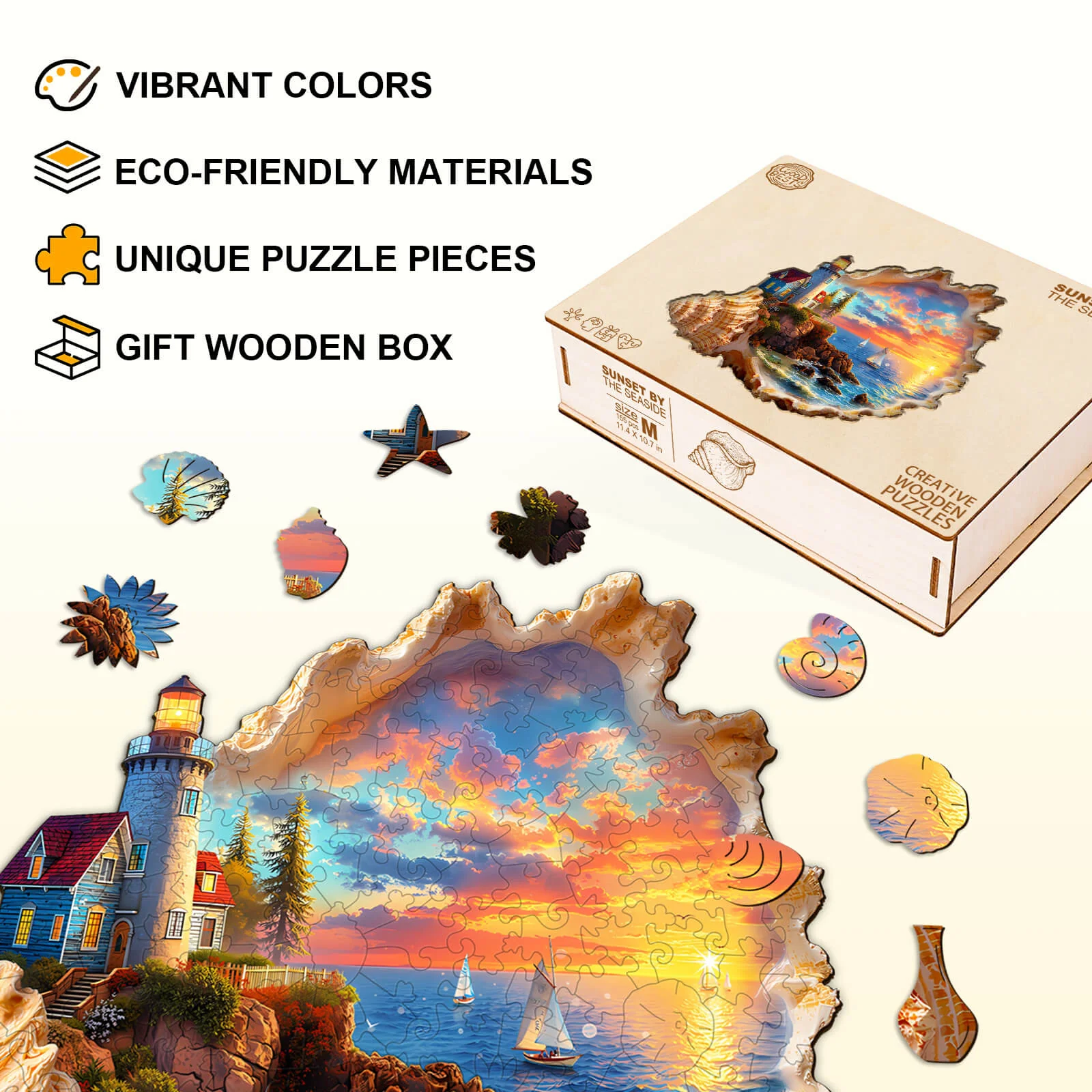 Sunset by the seaside Wooden Jigsaw Puzzle - Image 6