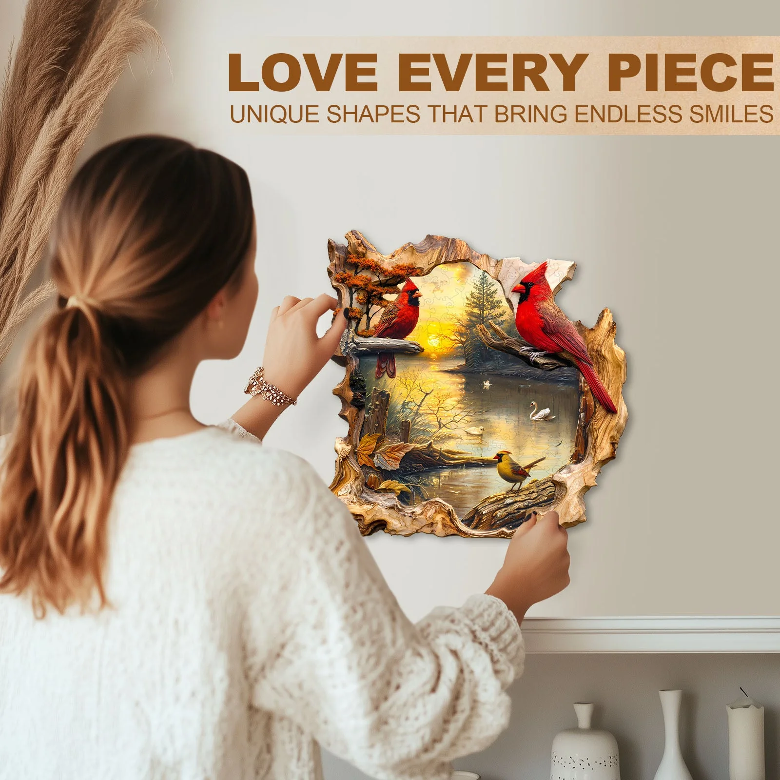 Sunset Lake Wooden Jigsaw Puzzle - Image 10