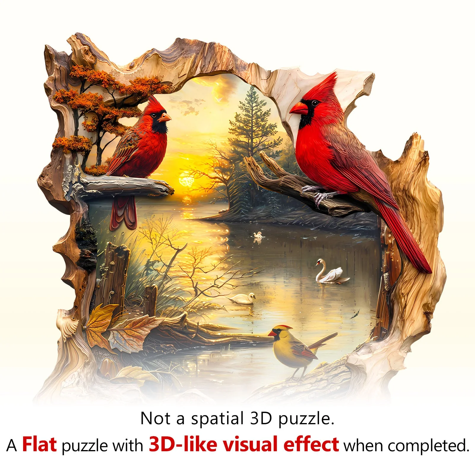 Sunset Lake Wooden Jigsaw Puzzle - Image 2