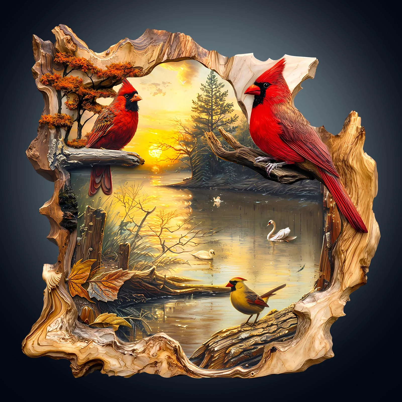 Sunset Lake Wooden Jigsaw Puzzle - Image 3