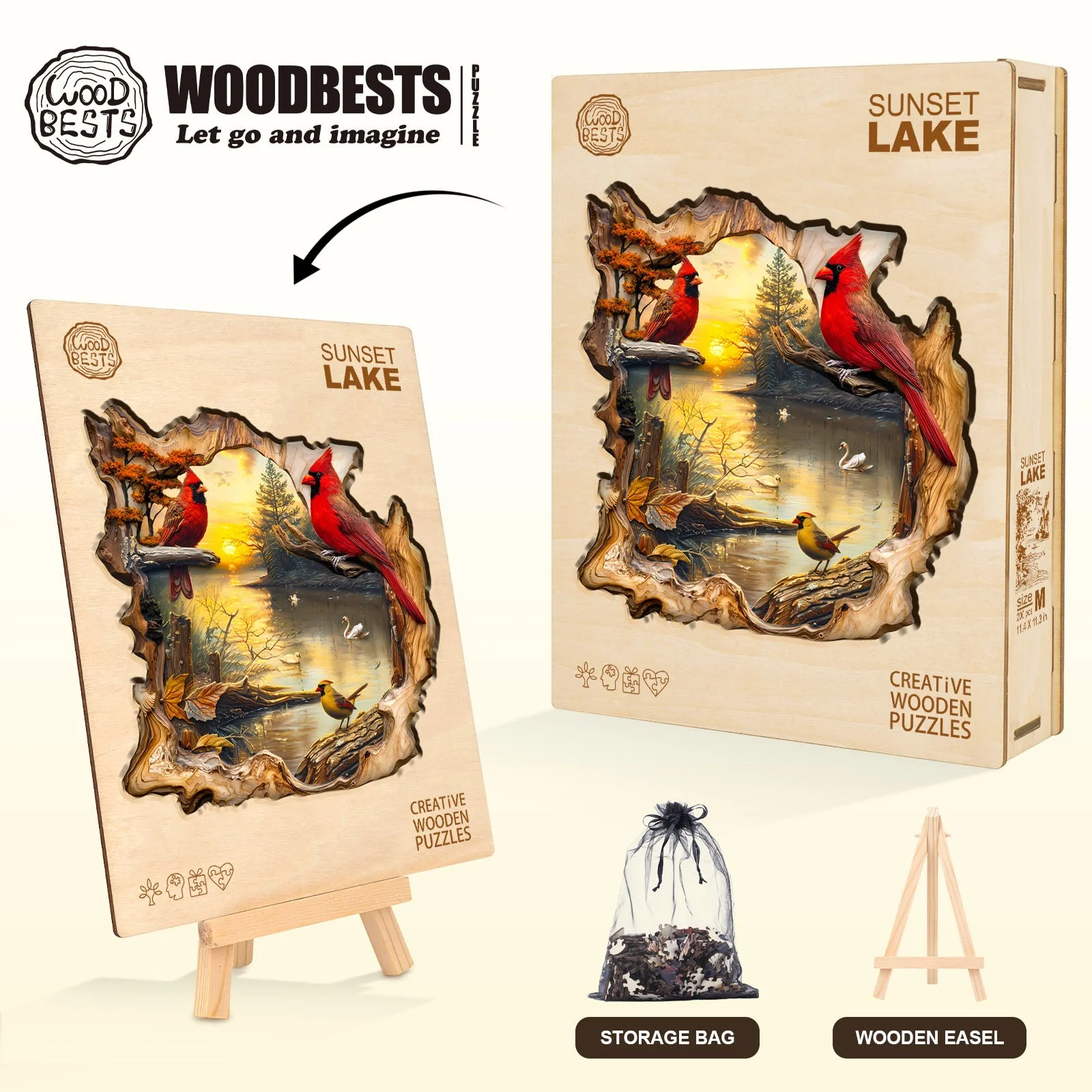 Sunset Lake Wooden Jigsaw Puzzle - Image 8