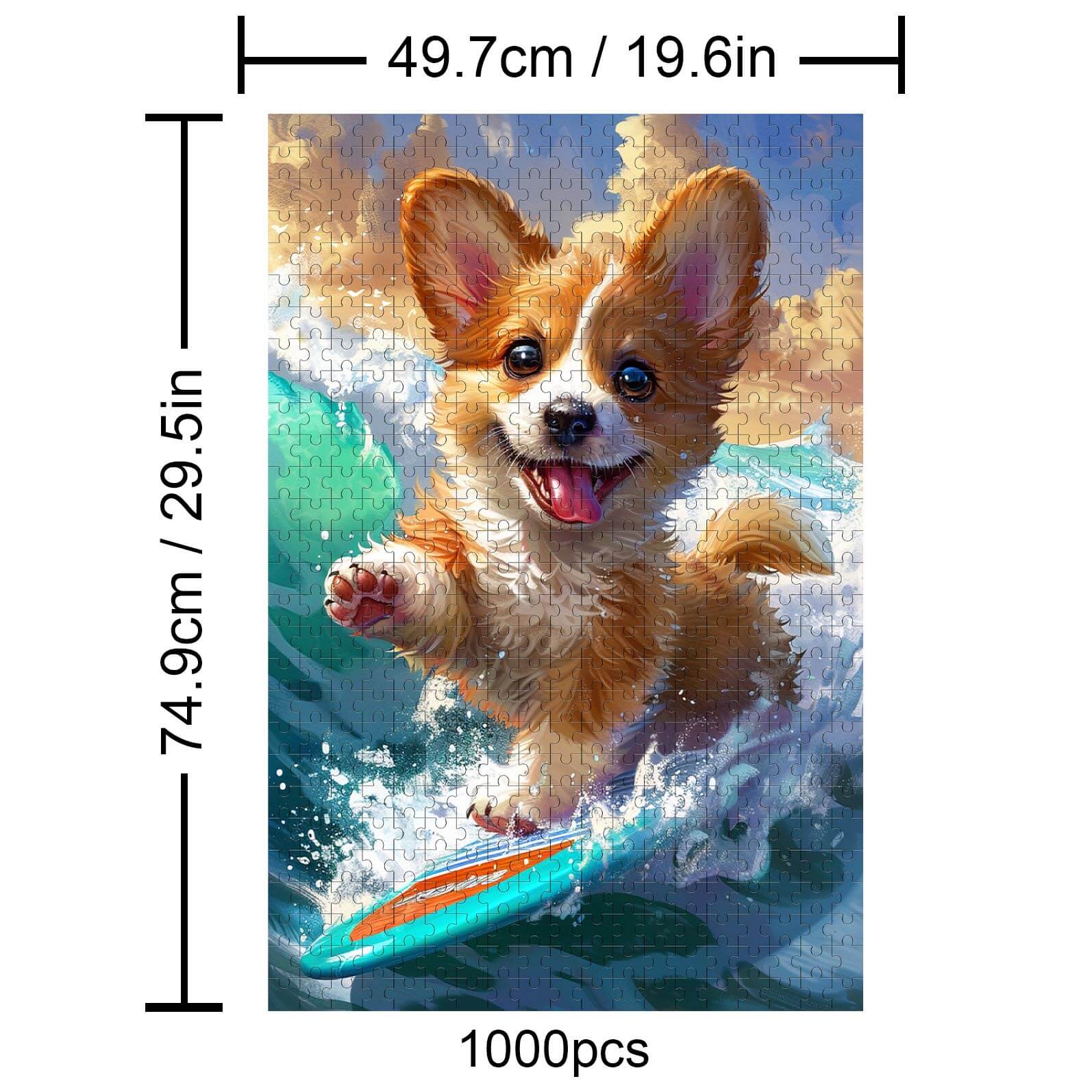 Surfing Corgi 500 / 1000 Piece Puzzle - Image 4