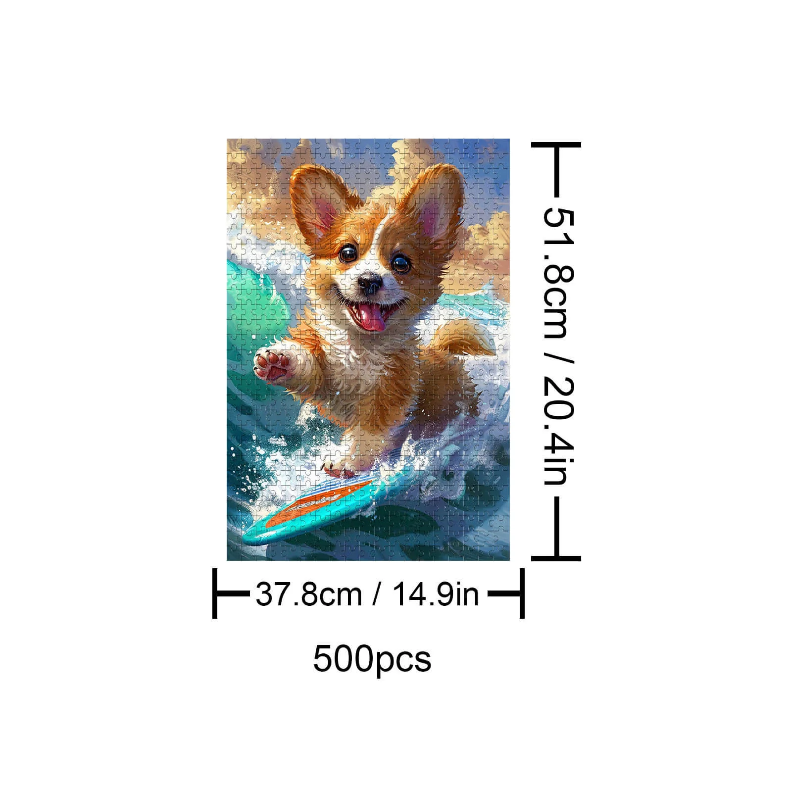 Surfing Corgi 500 / 1000 Piece Puzzle - Image 5