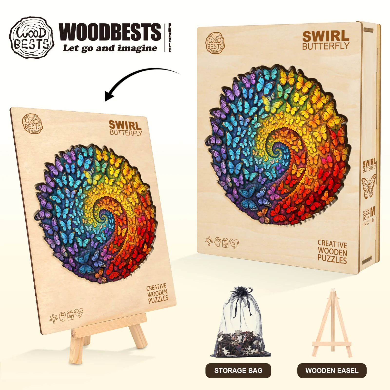 Swirl Butterfly Wooden Jigsaw Puzzle - Image 6