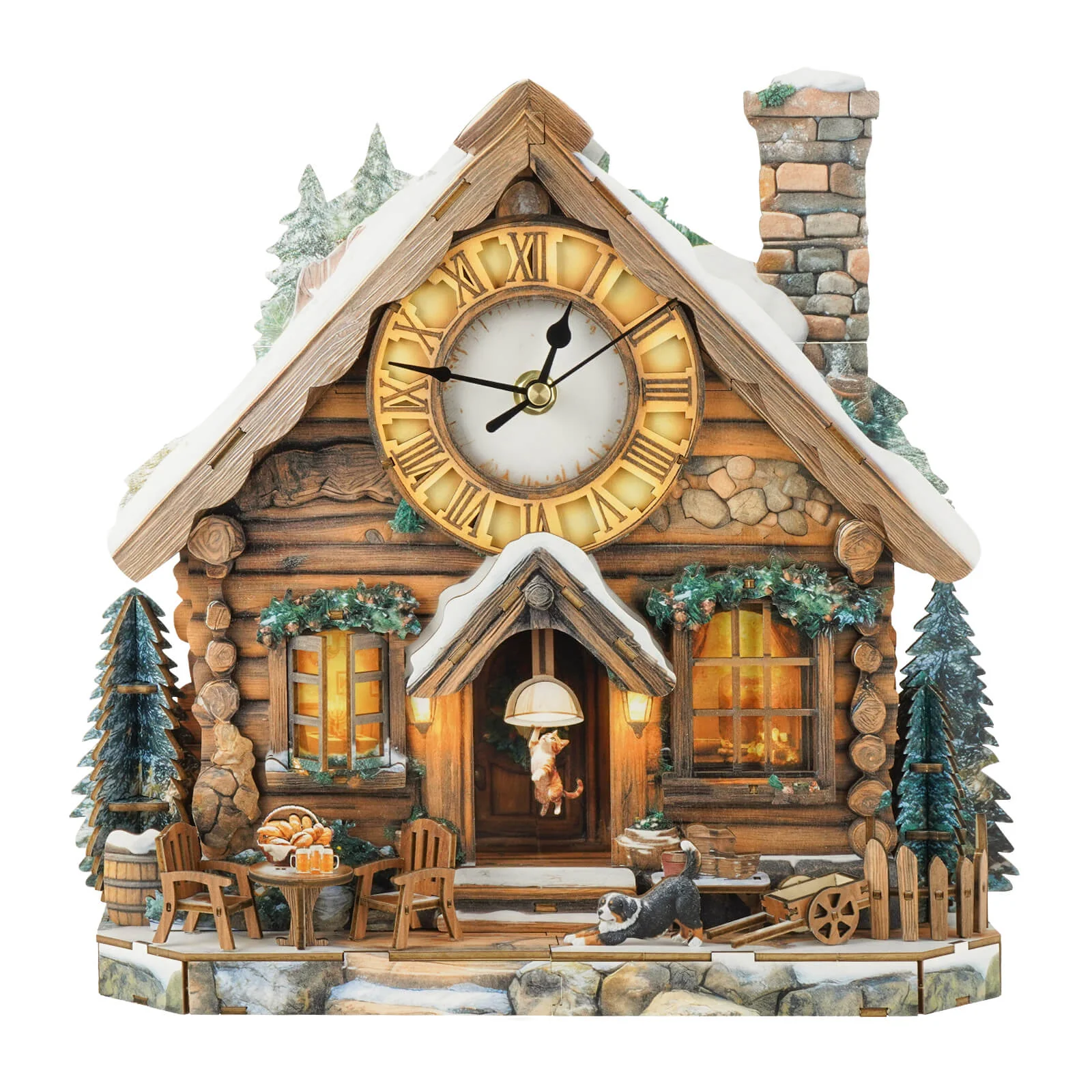 Swiss Chalet – DIY Wooden Clock, 3D Puzzle Craft Kit - Image 2