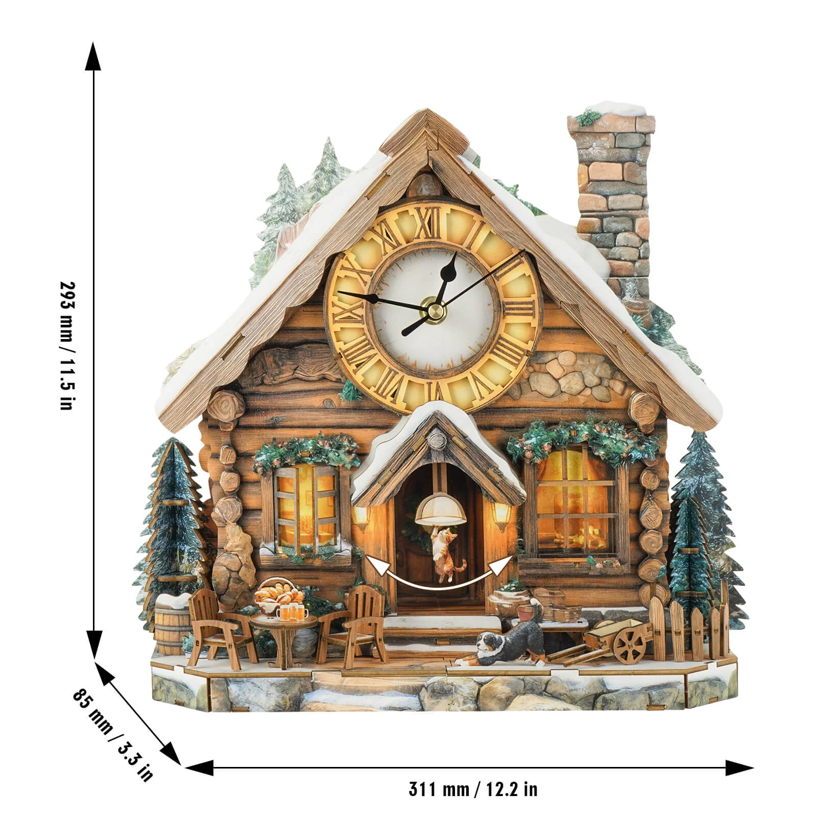 Swiss Chalet – DIY Wooden Clock, 3D Puzzle Craft Kit - Image 4