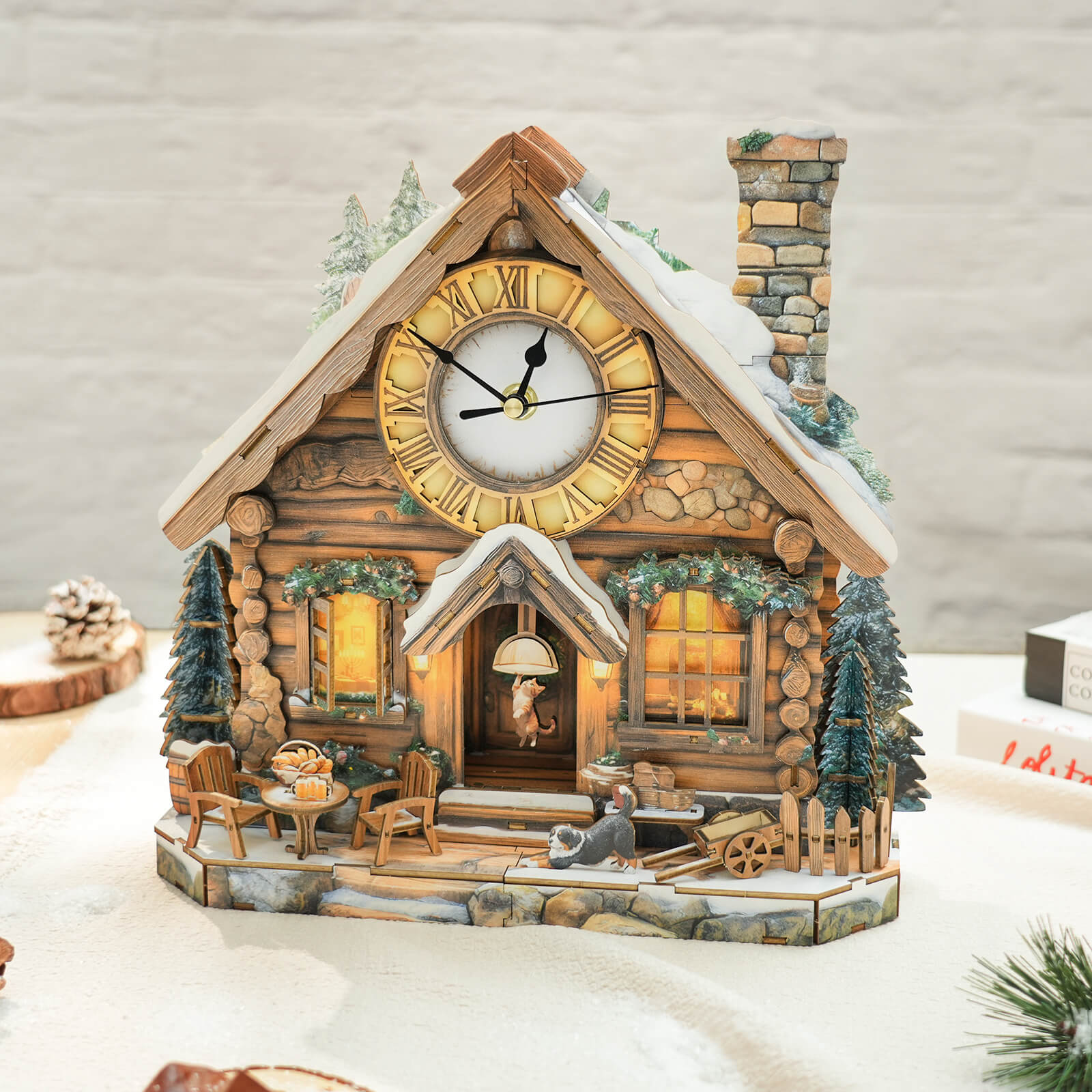 Swiss Chalet – DIY Wooden Clock, 3D Puzzle Craft Kit - Image 5