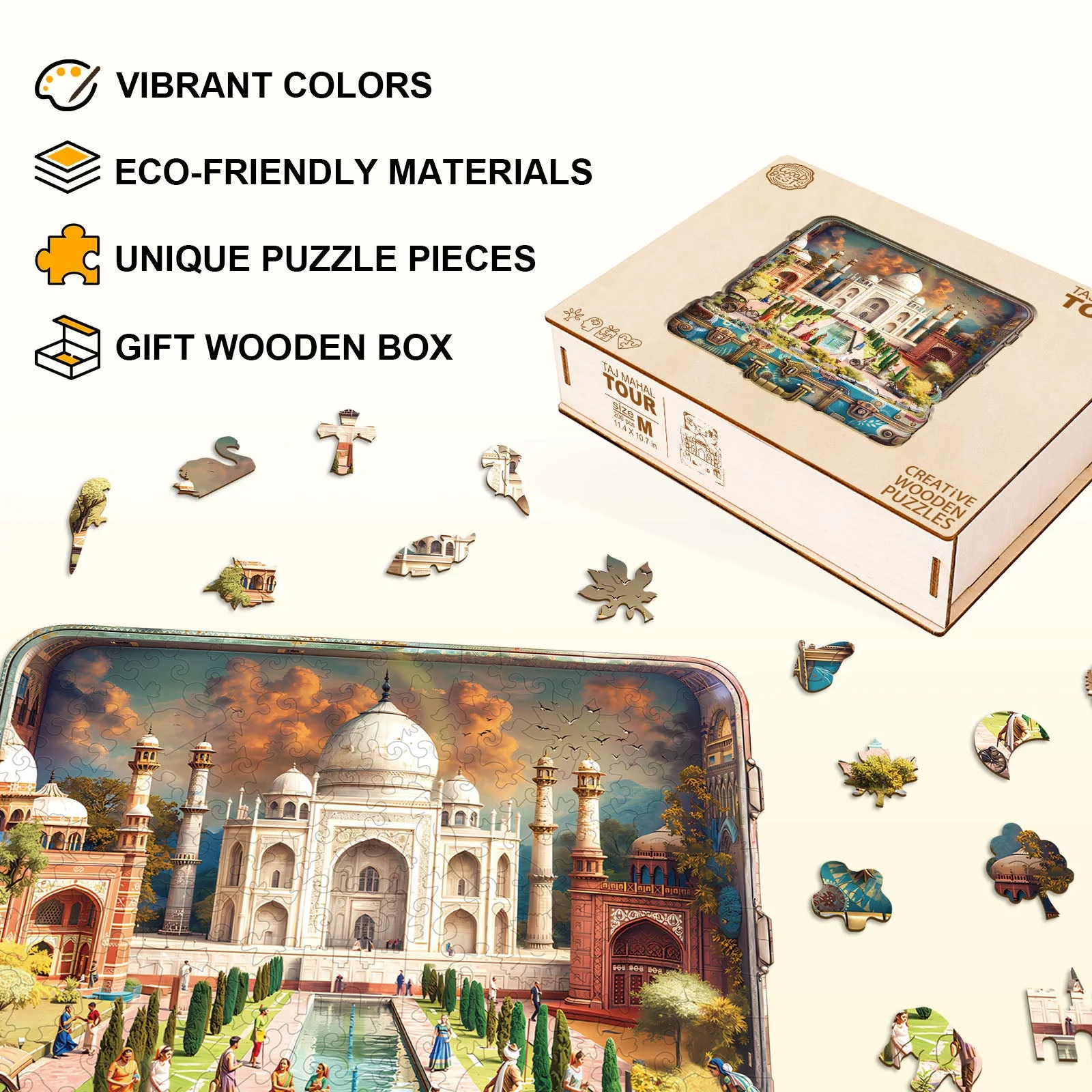 Taj Mahal Tour Wooden Jigsaw Puzzle - Image 4