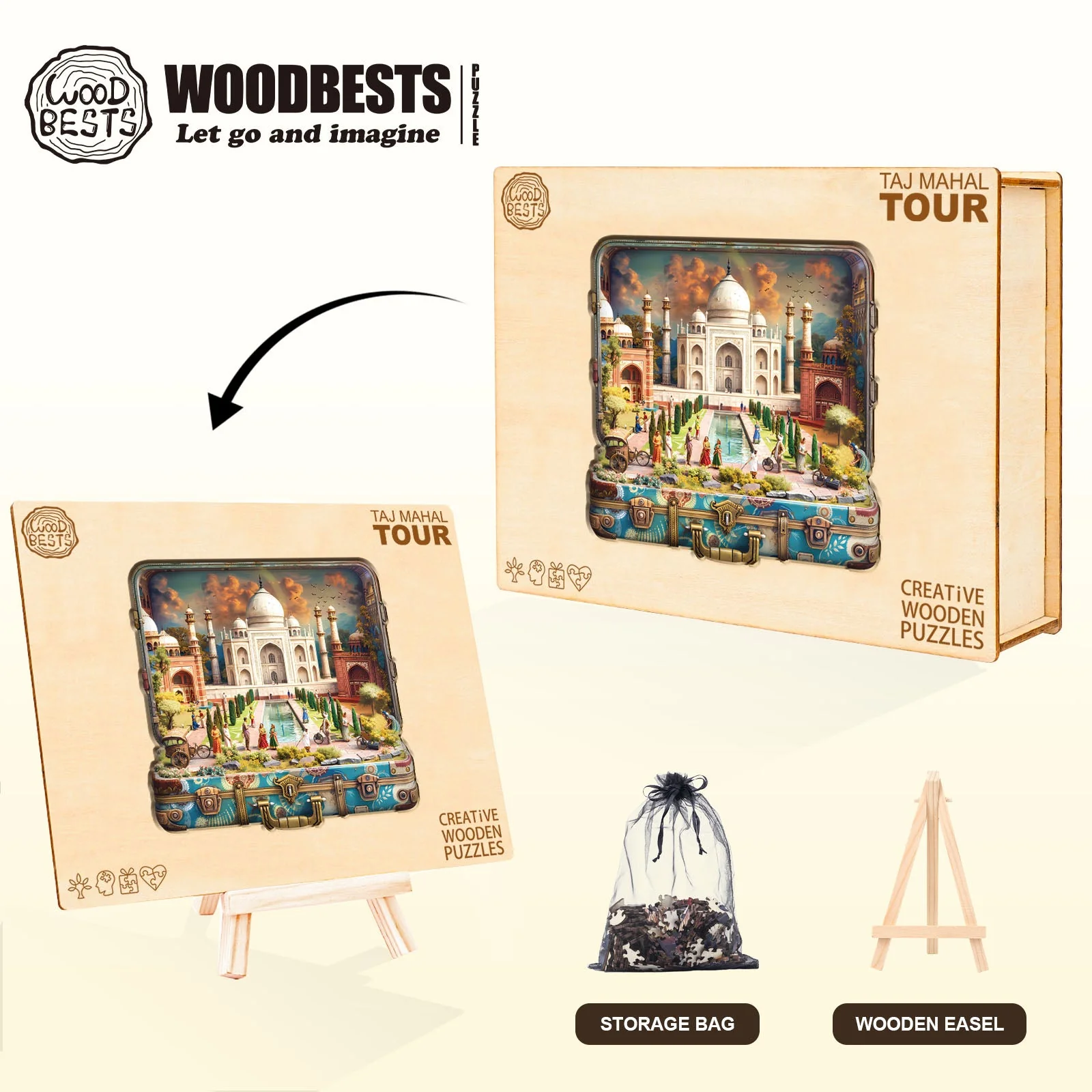 Taj Mahal Tour Wooden Jigsaw Puzzle - Image 6