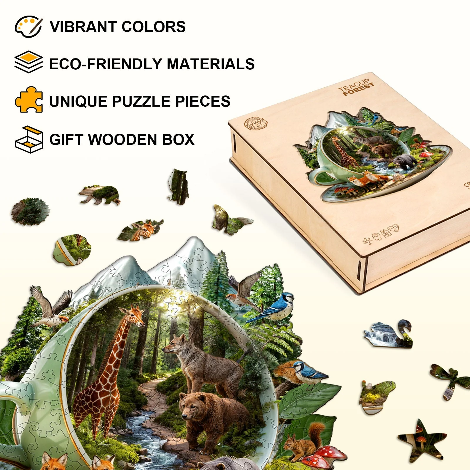 Teacup Forest Wooden Jigsaw Puzzle - Image 5