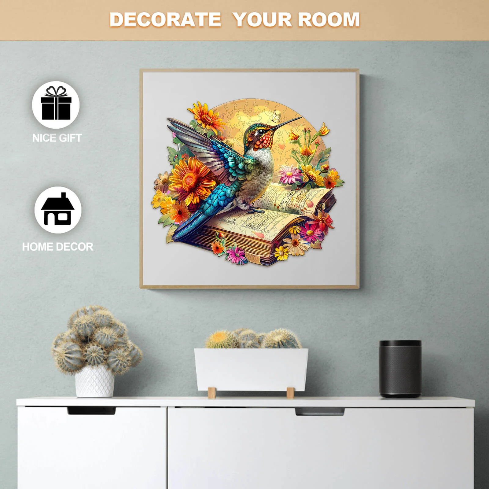 The Hummingbird on book Wooden Jigsaw Puzzle - Image 9