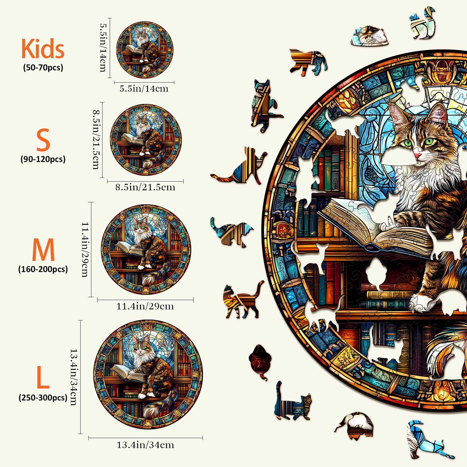 The Maine Cat Library Wooden Jigsaw Puzzle - Image 4