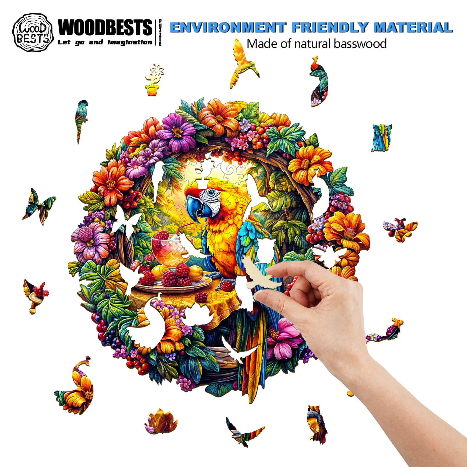 The parrot's tea-1 Wooden Jigsaw Puzzle - Image 4