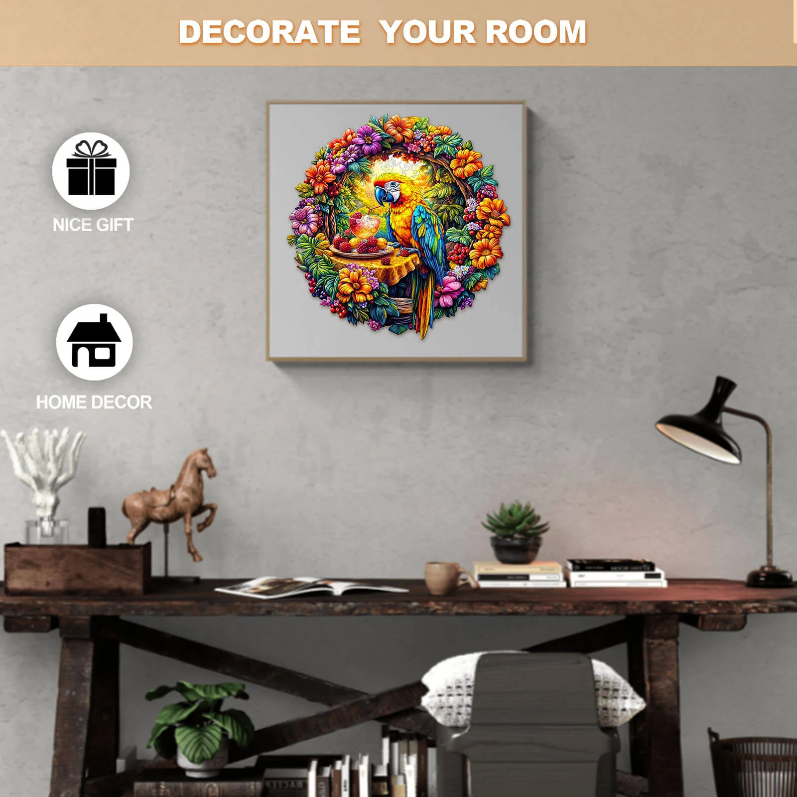 The parrot's tea-1 Wooden Jigsaw Puzzle - Image 8